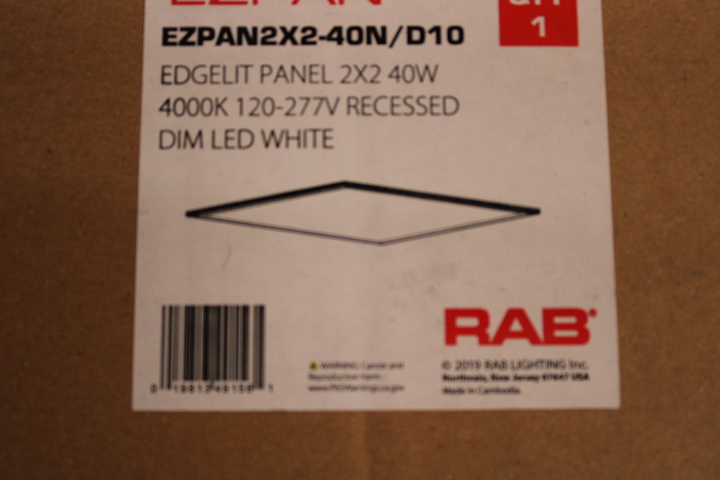 RAB Lighting EZPAN2X2-40N/D10 LED Panel Light Fixture