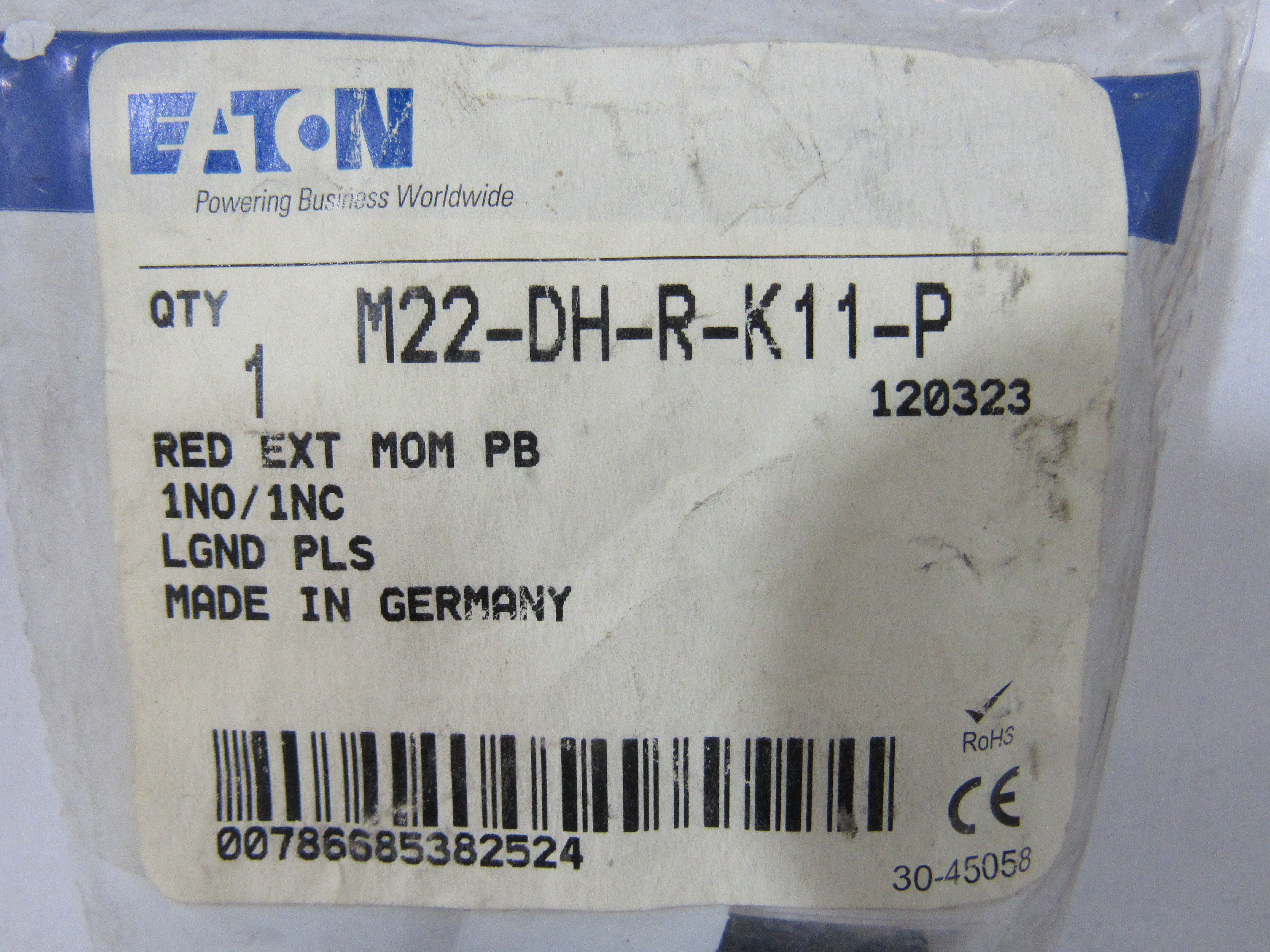 Eaton M22-DH-R-K11-P Non-Illuminated Pushbutton