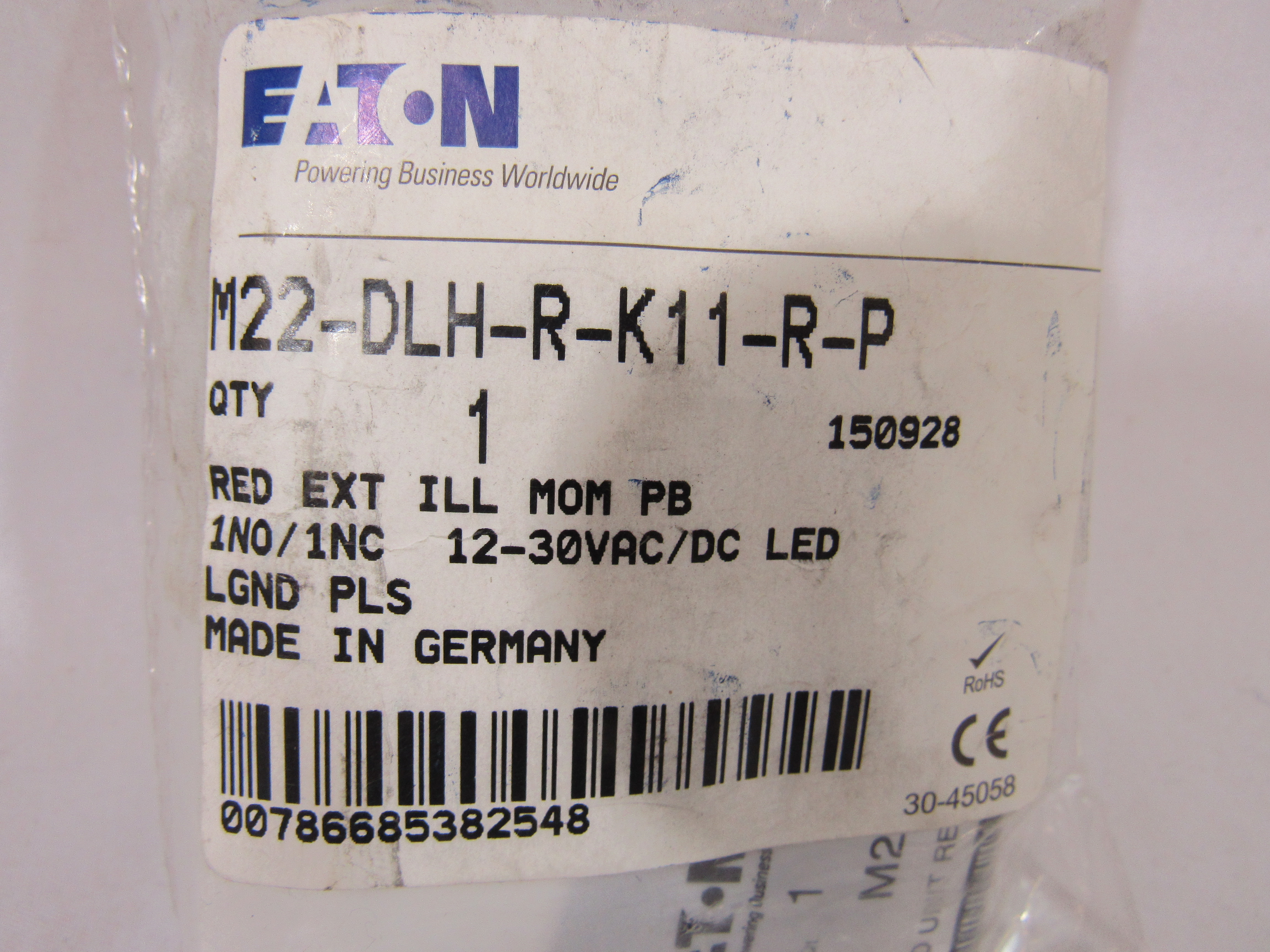Eaton M22-DLH-R-K11-R-P Illuminated Pushbutton