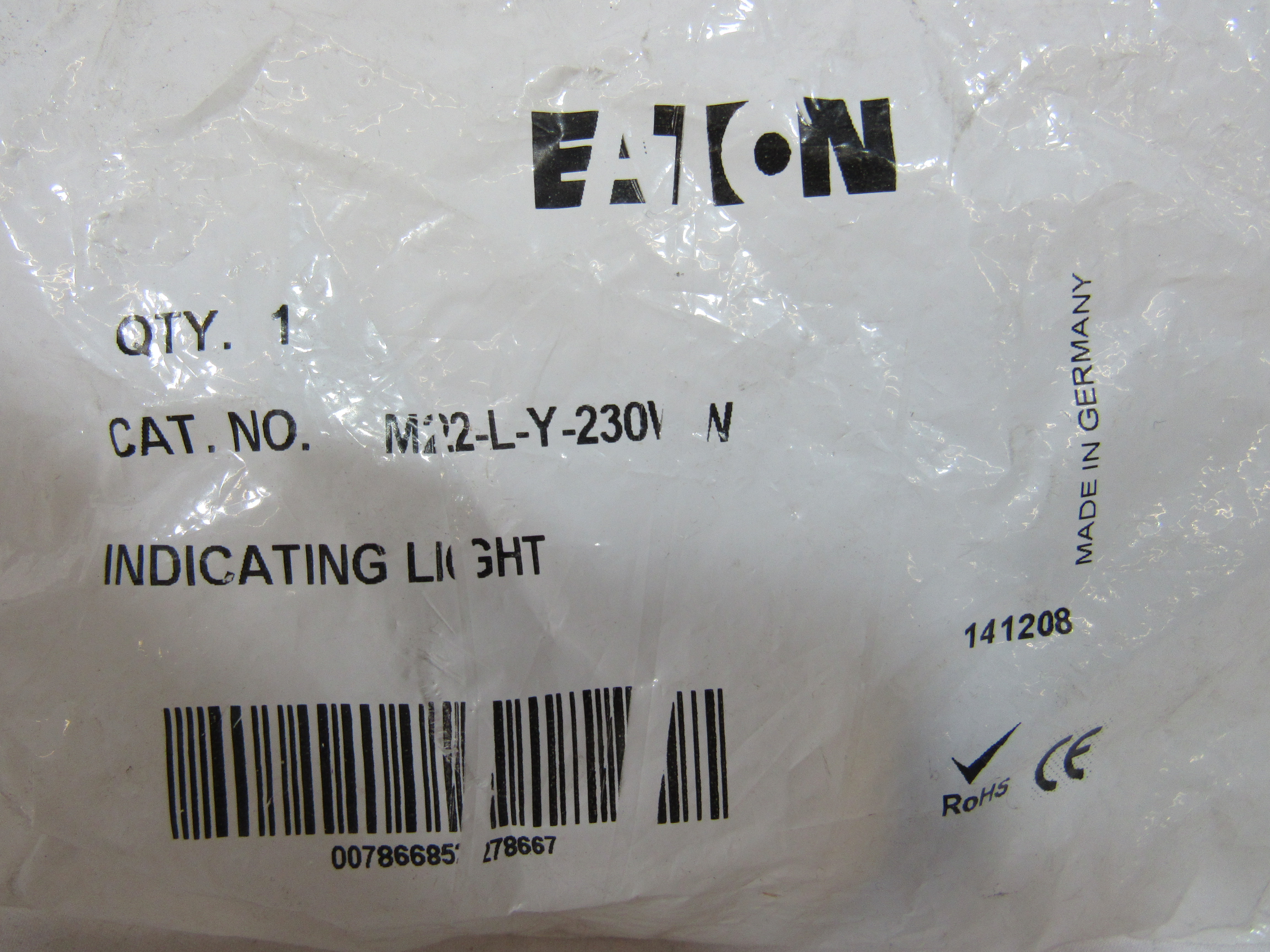 Eaton M22-L-Y-230W Pushbutton Indicating Light