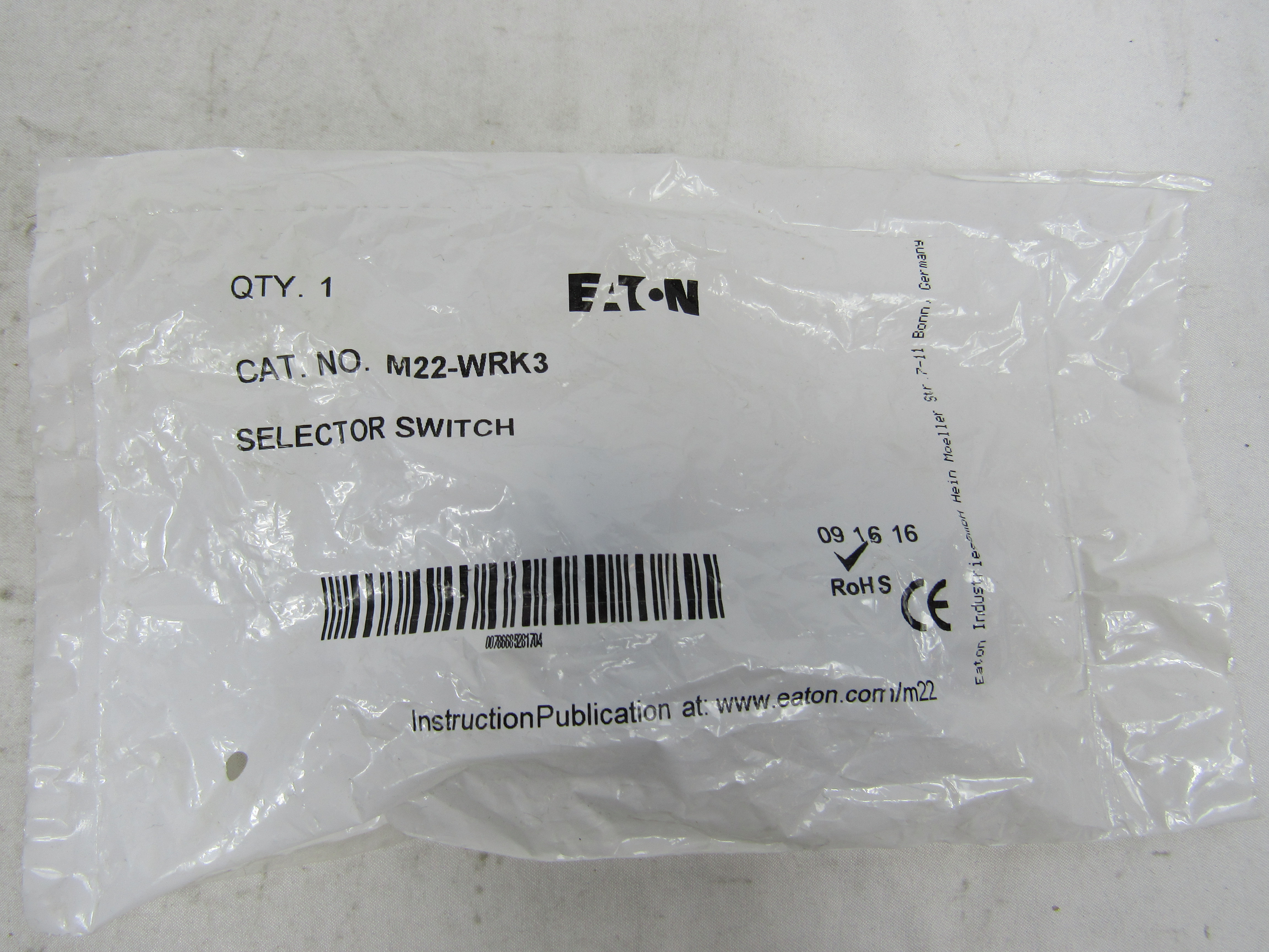 Eaton M22-WRK3 Non-Illuminated Selector Switch Operator