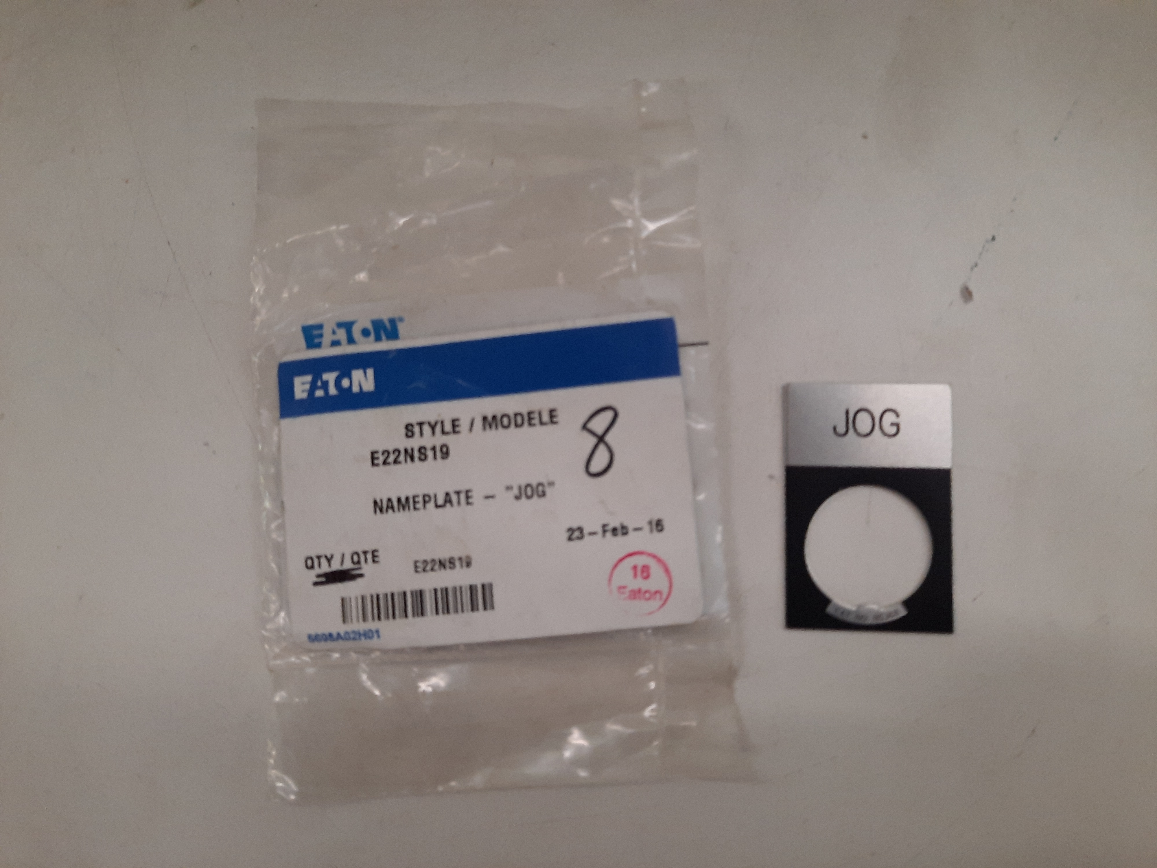 Eaton E22NS19 Pushbutton Legend Plate