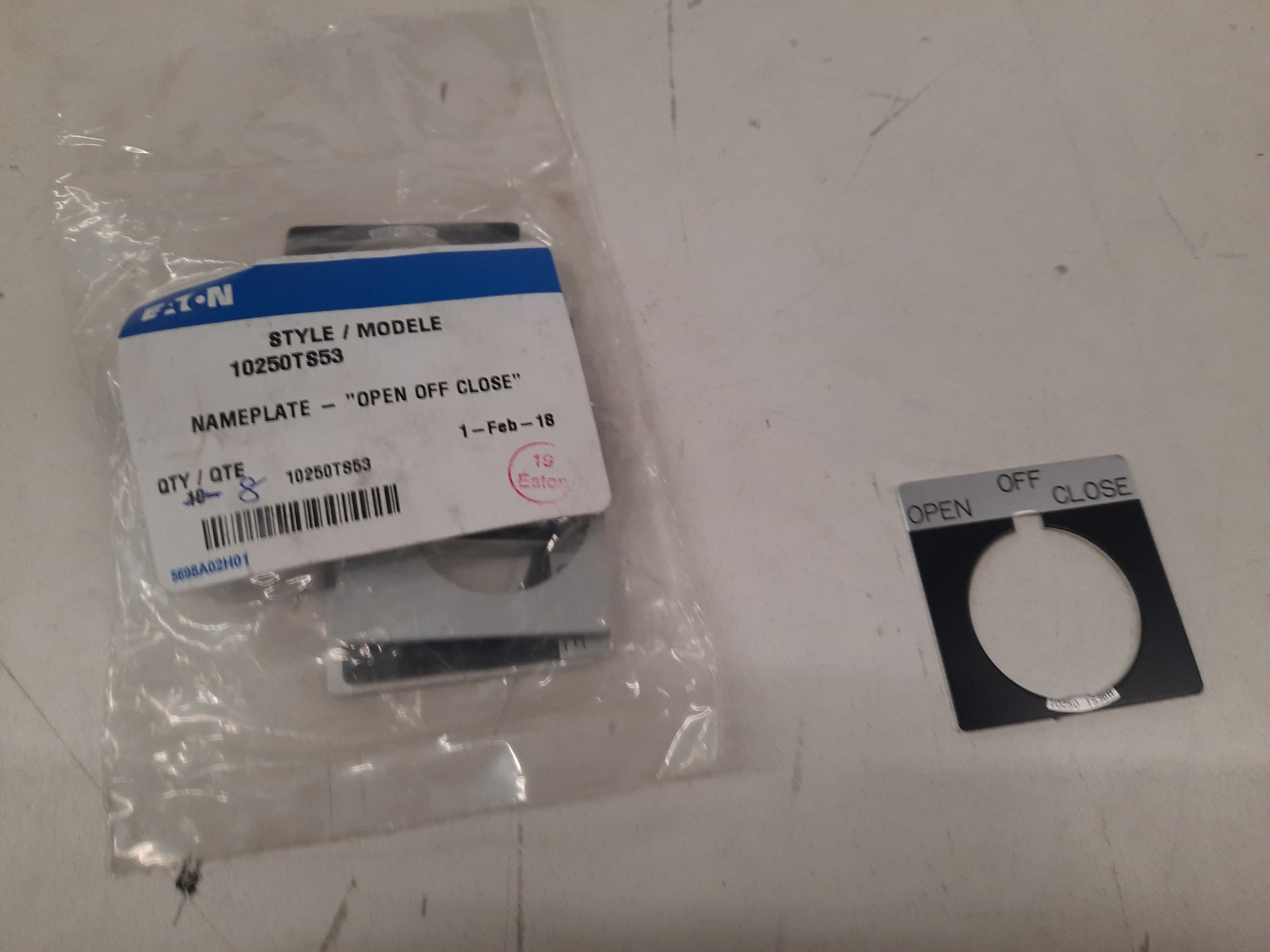 Eaton 10250TS53 Pushbutton Legend Plate