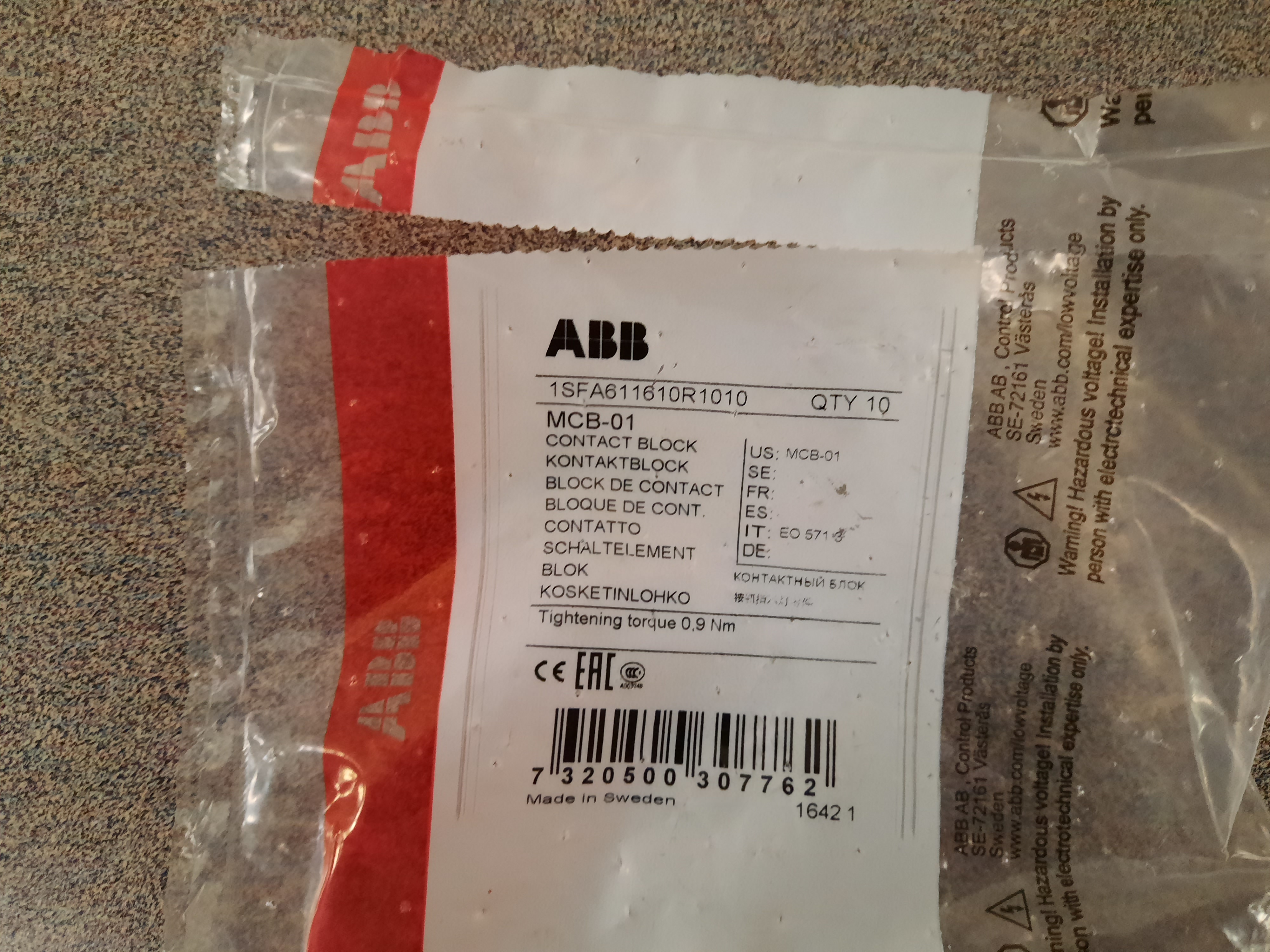 ABB Installation Products MCB-01 Modular Contact Block (Repackaged)
