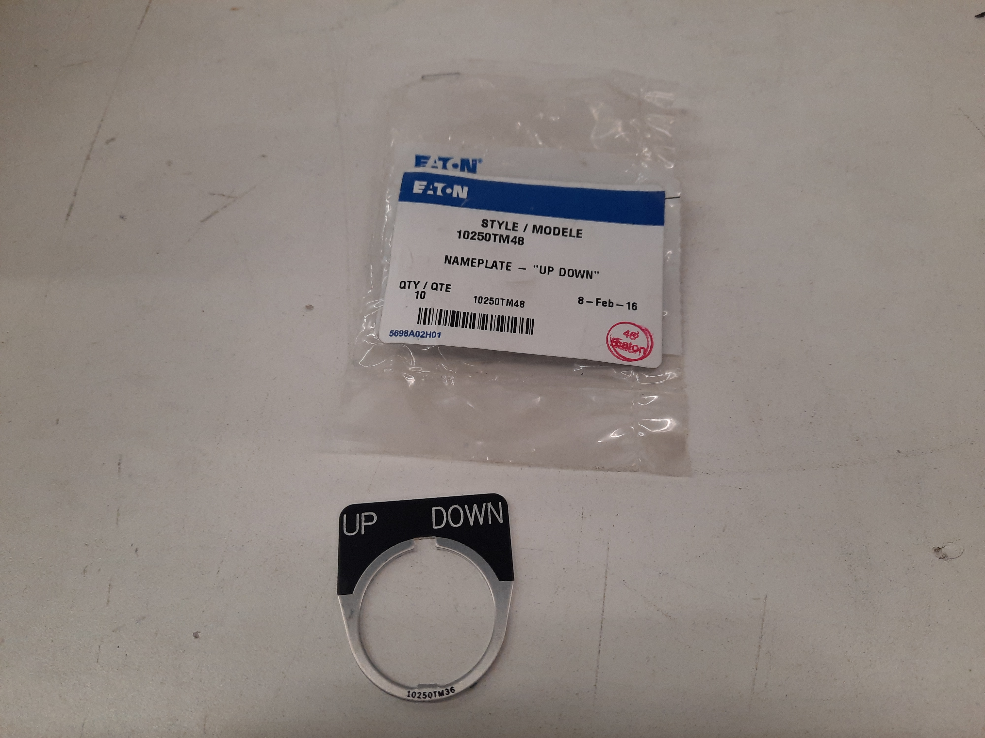 Eaton 10250TM48 Pushbutton Legend Plate