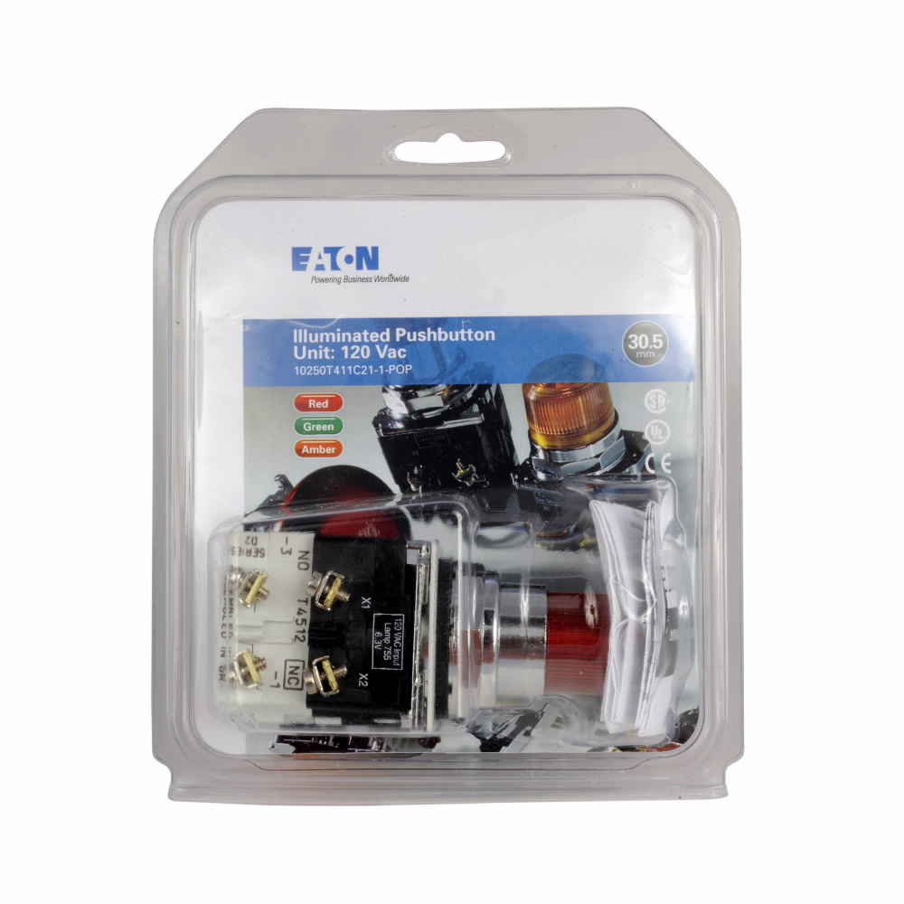 Eaton 10250T411C21-1-POP Illuminated Pushbutton