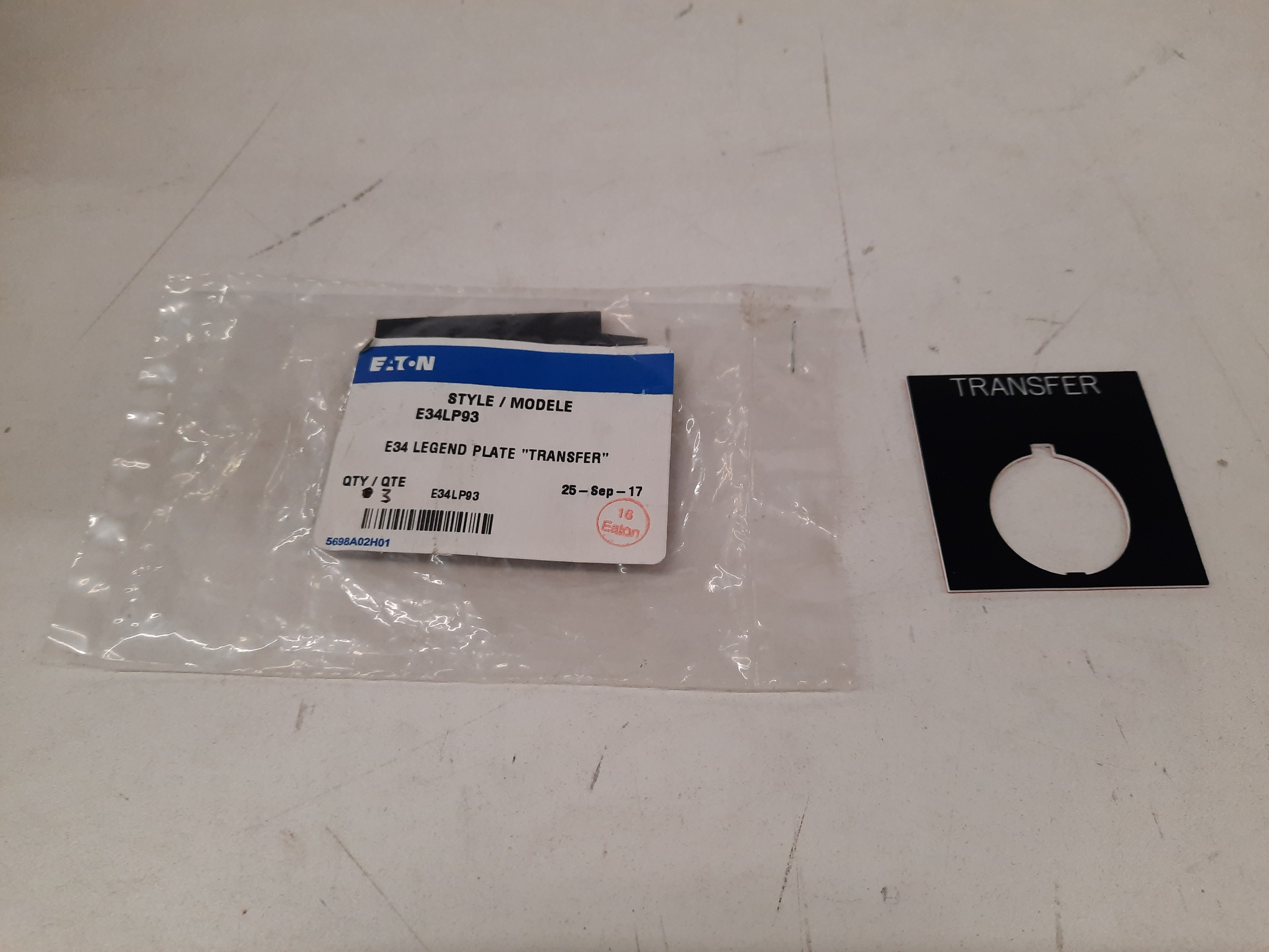 Eaton E34LP93 Contact Blocks and Other Accessories Legend Plate Black Eaton E34LP93 Contact Blocks and Other Accessories Legend Plate Black