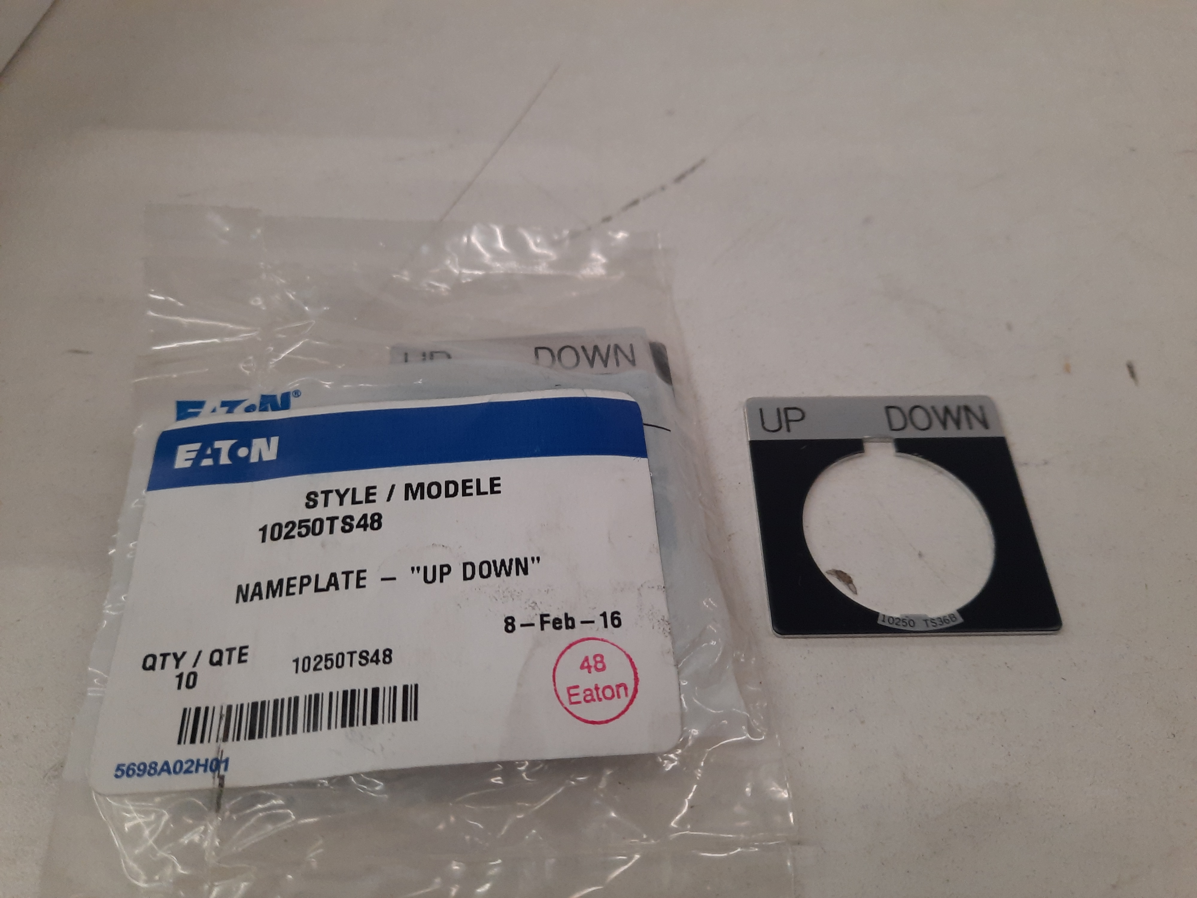 Eaton 10250TS48 Pushbutton Legend Plate