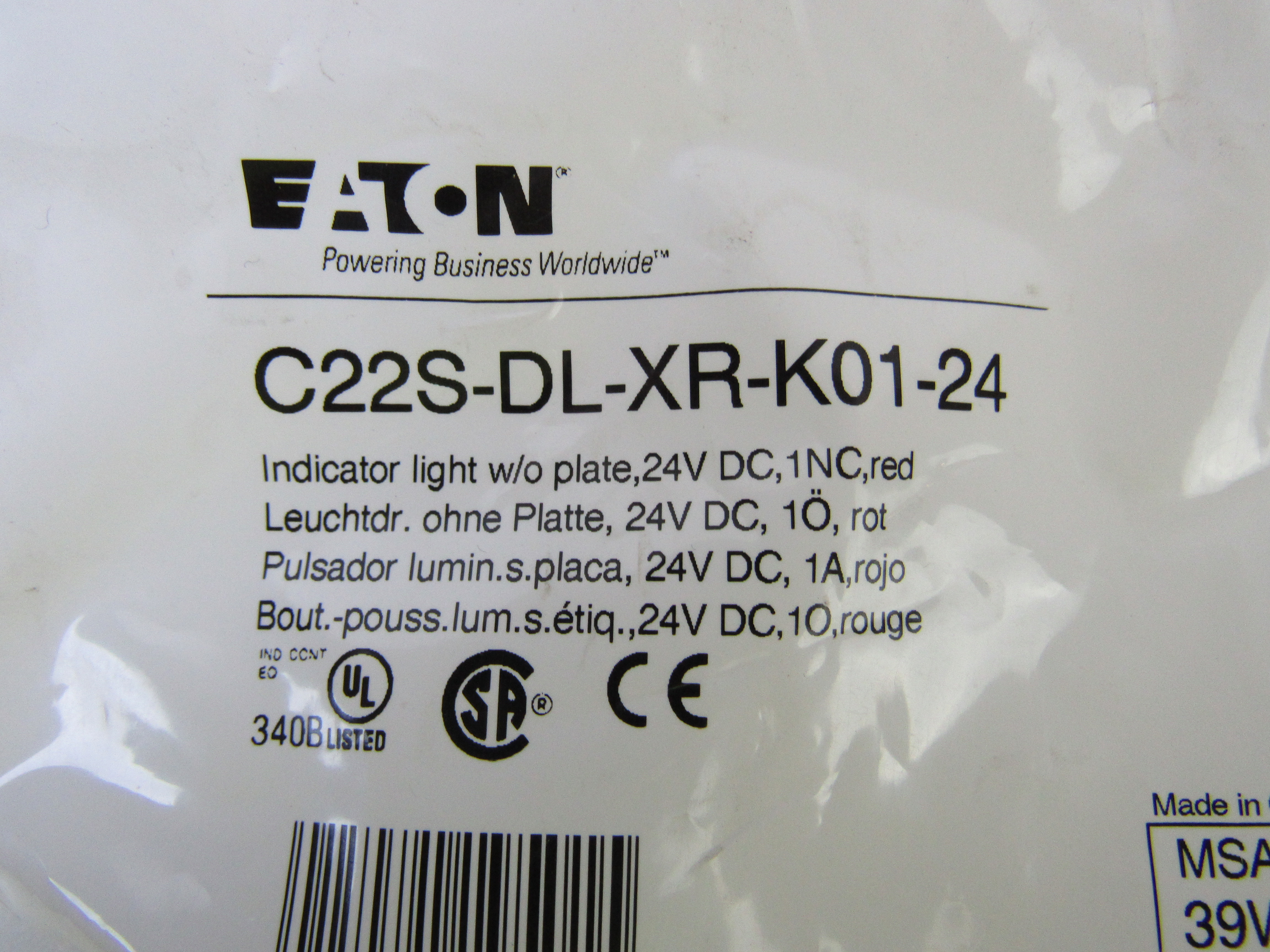 Eaton C22S-DL-XR-K01-24 Illuminated Pushbutton