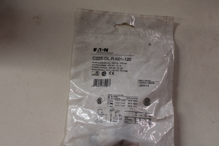 Eaton C22S-DL-R-K01-120 Illuminated Pushbutton