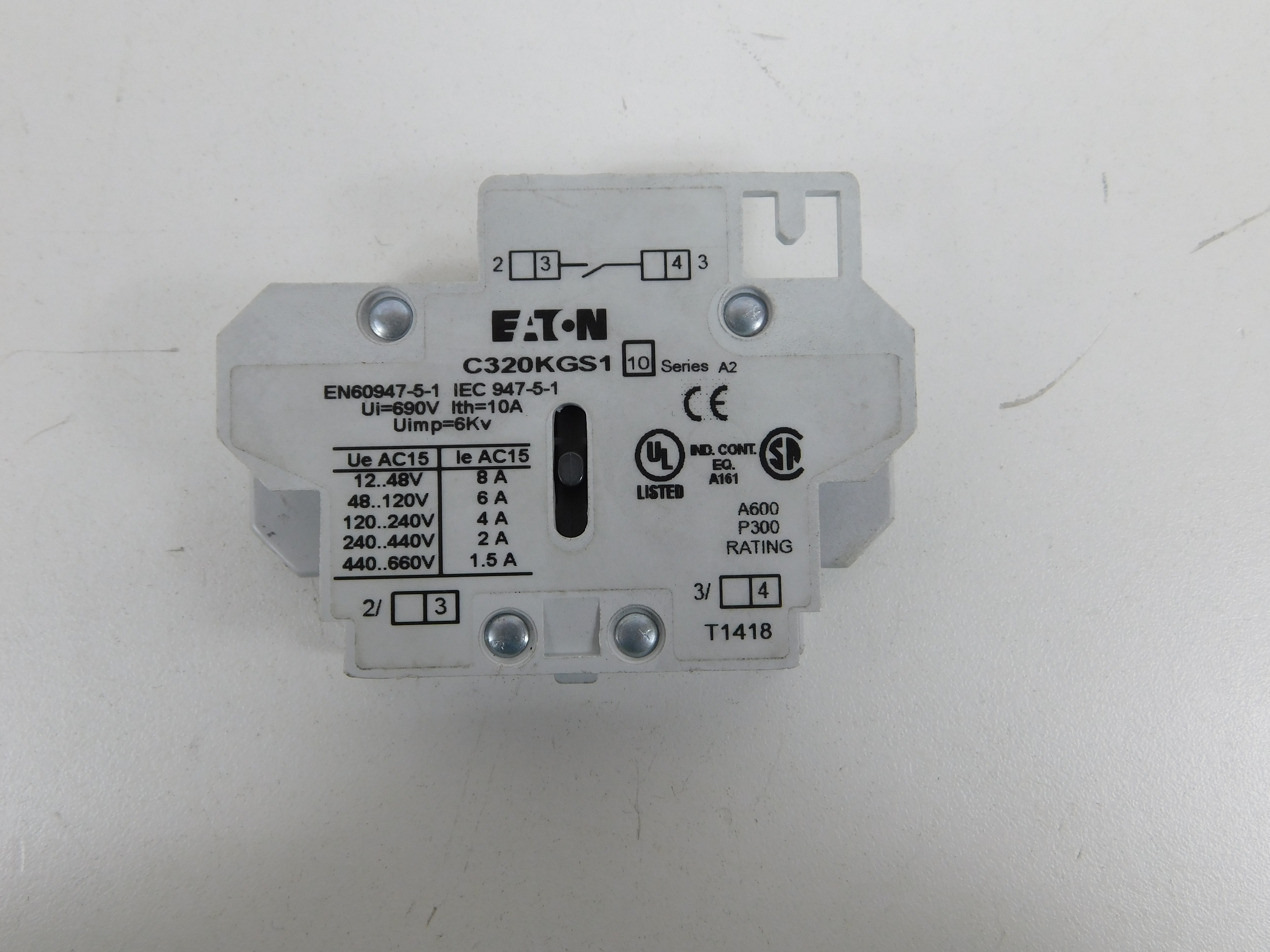 Eaton C320KGS1 Contactor Auxiliary Contact (Repackaged)
