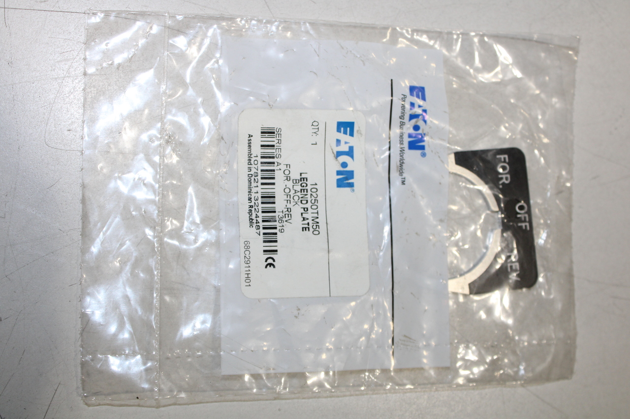 Eaton 10250TM50 Pushbutton Legend Plate