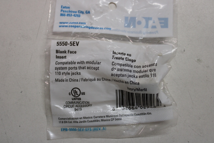 Arrow Hart 5550-5EV Wallplate Blank Insert