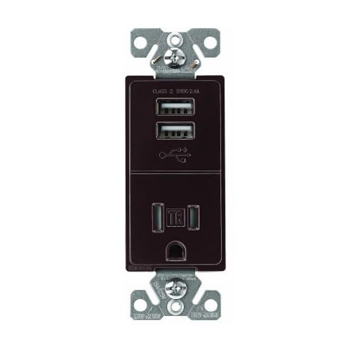 Eaton Wiring Devices TR7741B-BOX Combination USB Charger and Single Receptacle