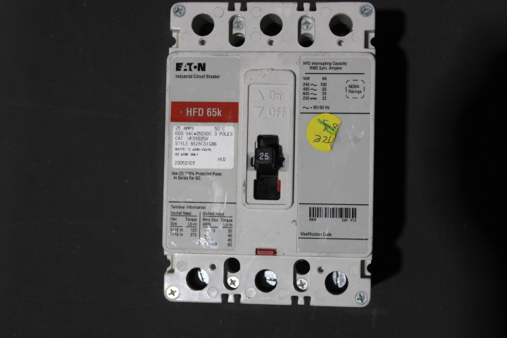 Eaton HFD3025V Molded Case Breakers (MCCBs) (Damaged, For Parts or Repair)