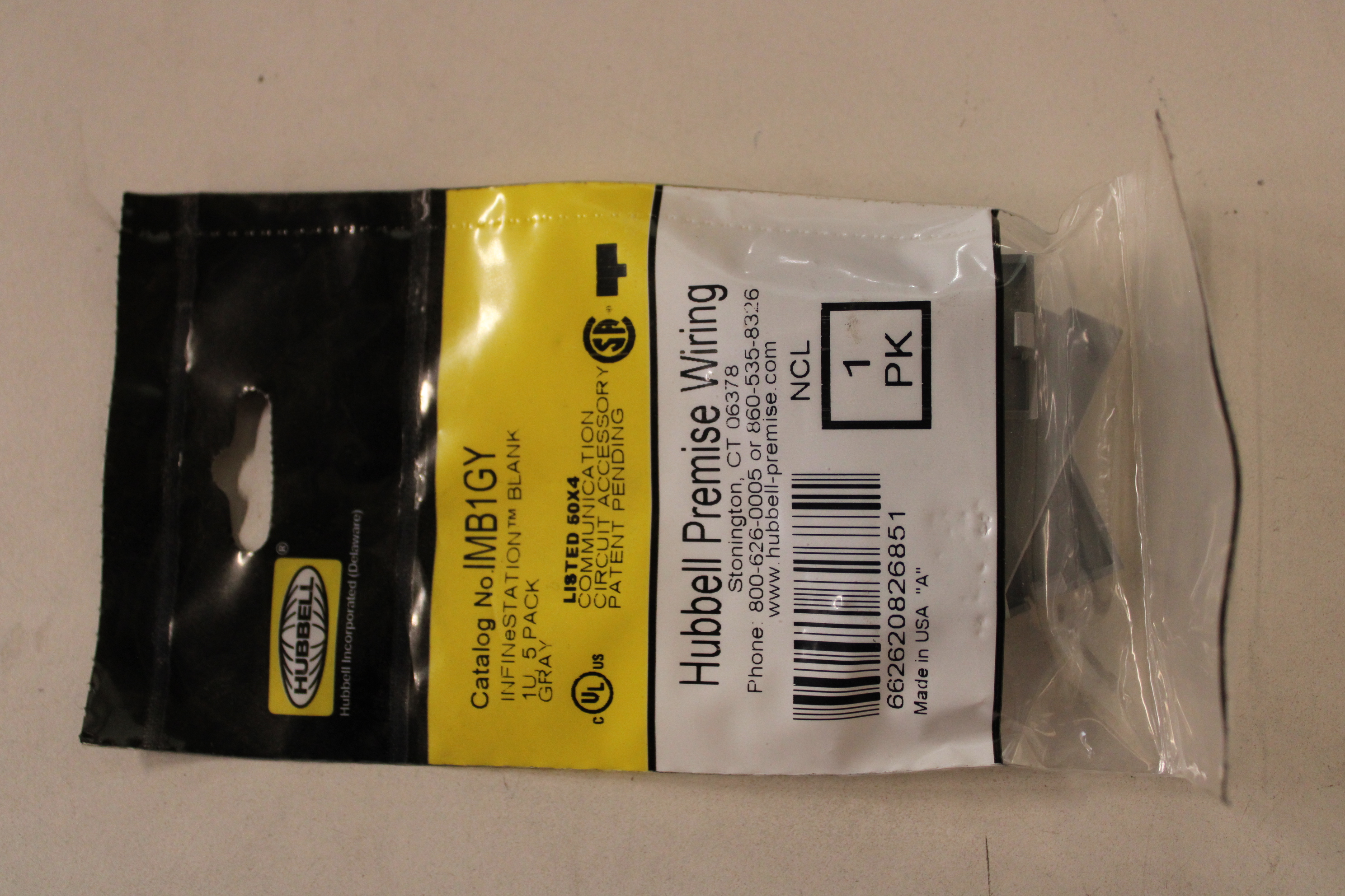 Hubbell Premise Wiring IMB1GY Audio/Video Unloaded Module Hubbell Premise Wiring IMB1GY Audio/Video Unloaded Module