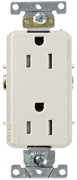 Leviton Manufacturing TDR15-T Straight Blade Duplex Receptacle (Repackaged)
