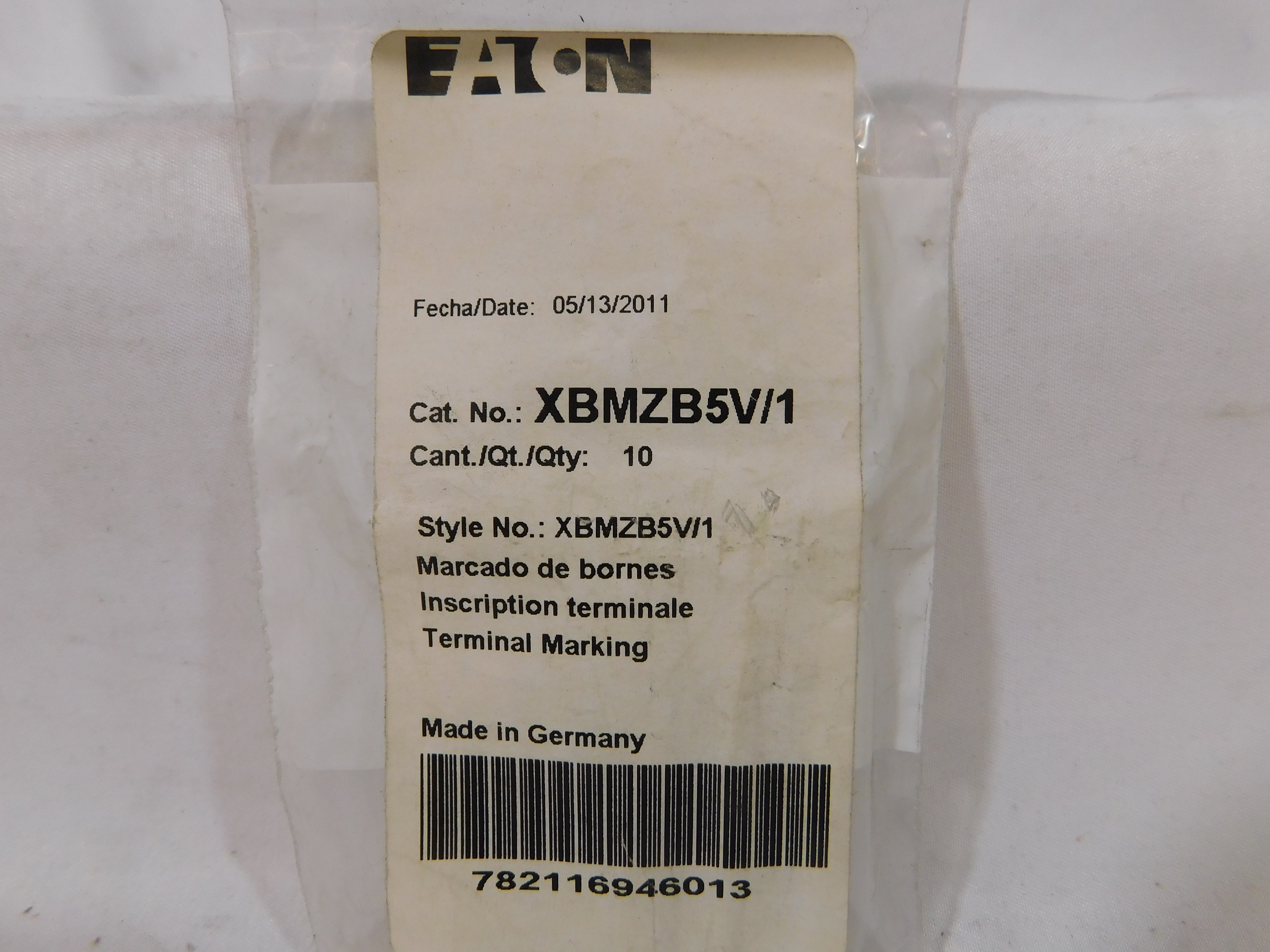 Eaton XBMZB5V/1 Terminal Block Printed Marker Tag