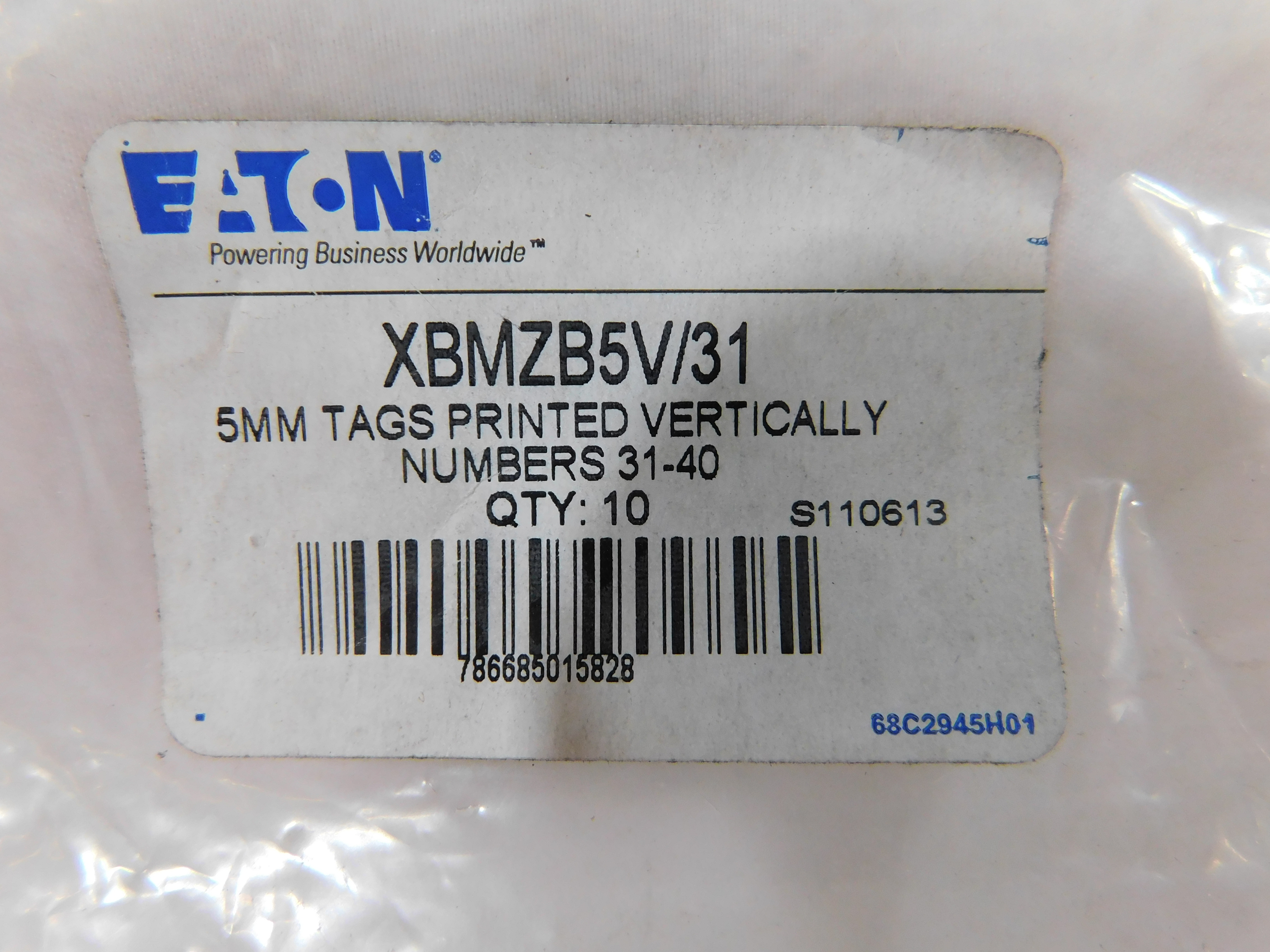 Eaton XBMZB5V/31 Terminal Block Printed Marking Tag