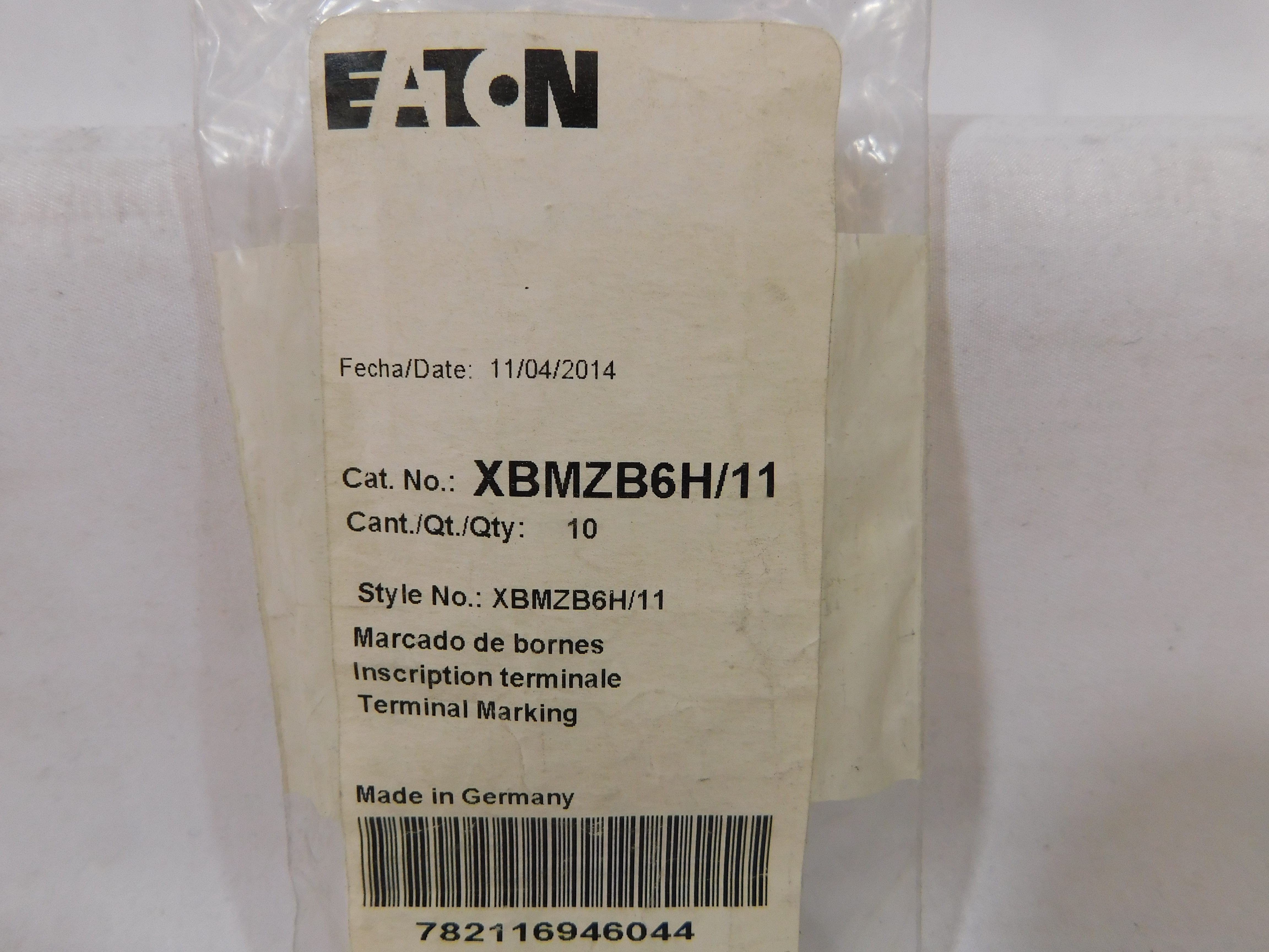 Eaton XBMZB6H/11 Terminal Block Printed Marking Tag