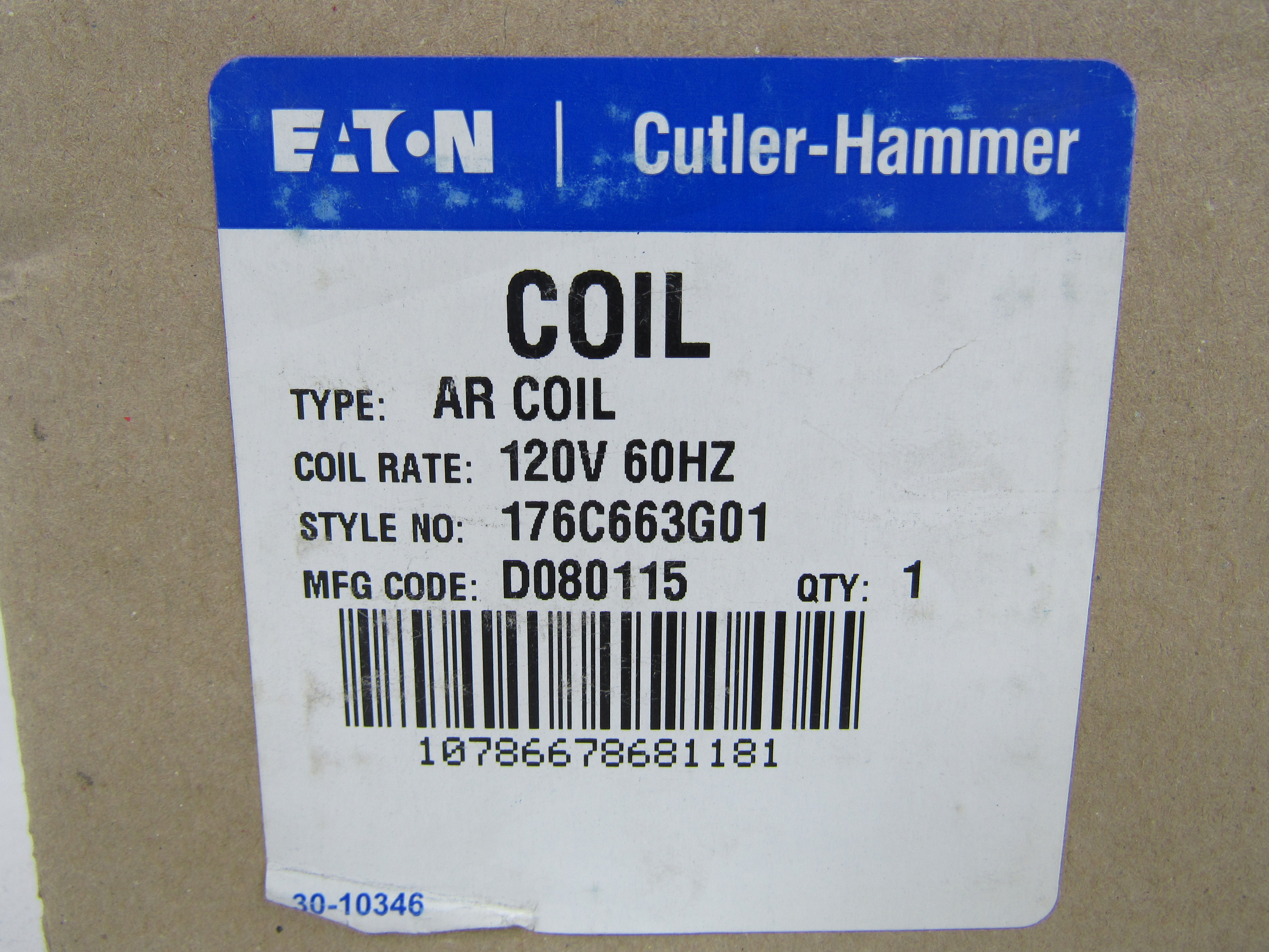 Eaton 176C663G01 Motor Control Relay Coil
