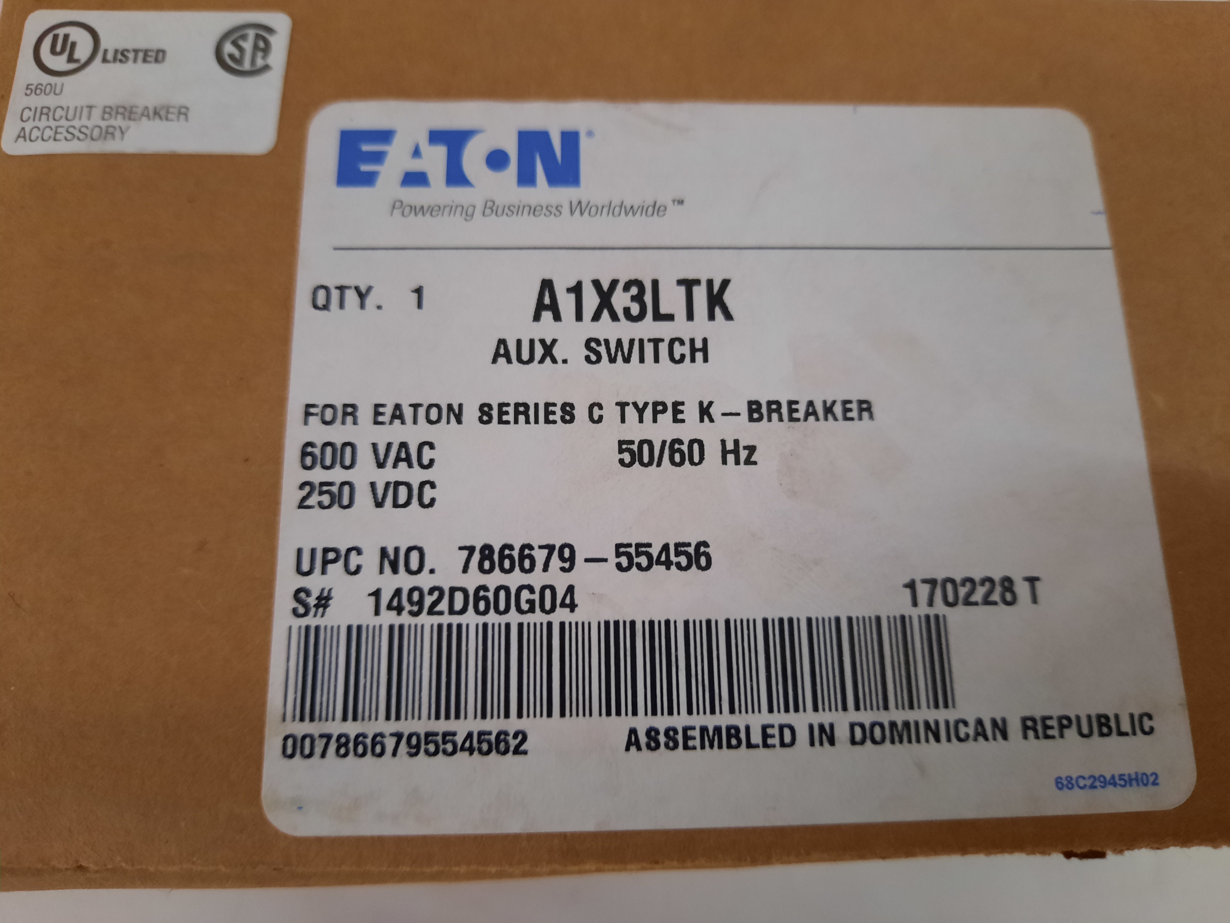 Eaton A1X3LTK Other Auxiliary/Shunt/Trip Units/UVRs