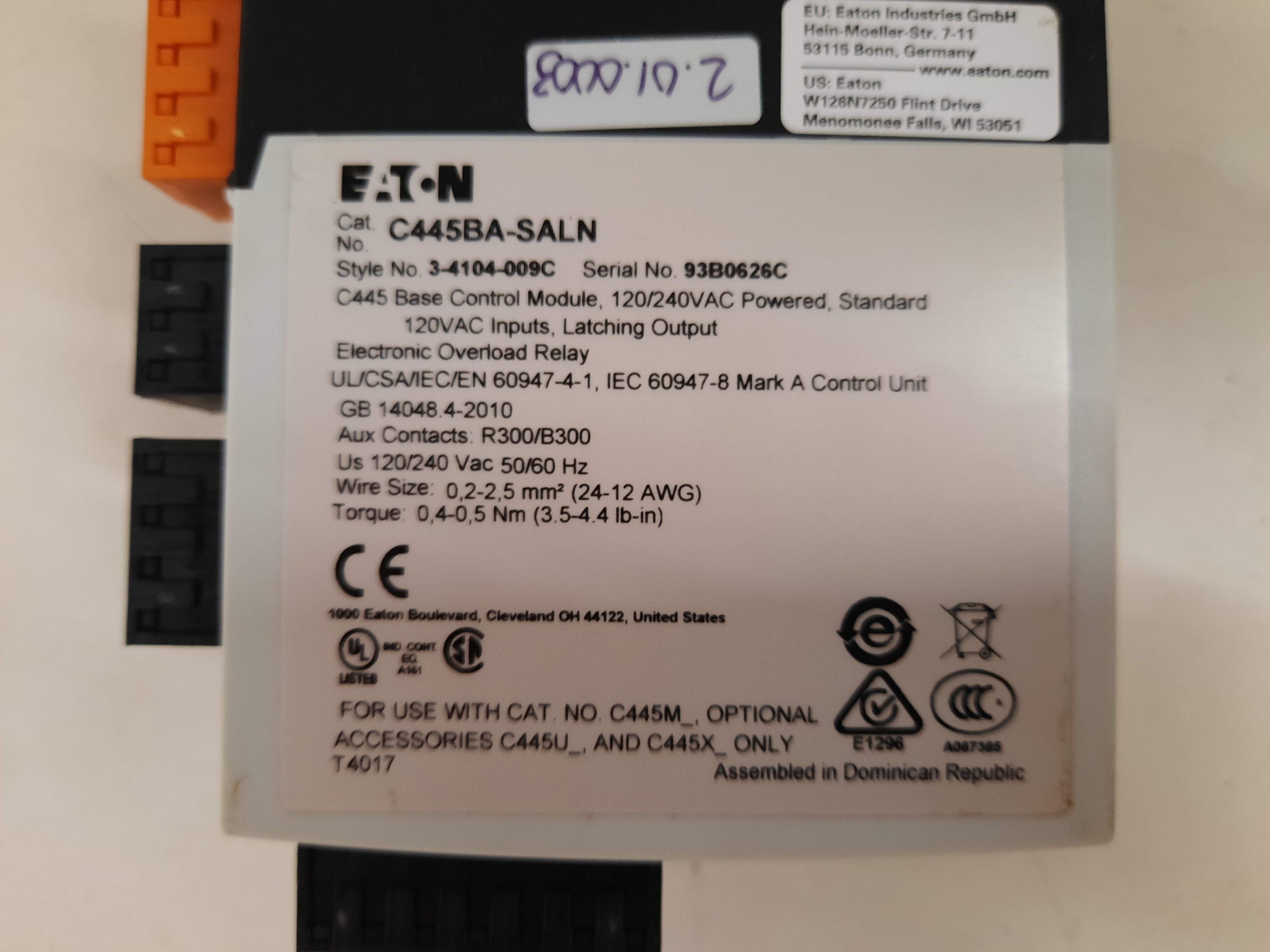 Eaton C445BA-SALN Relays (Repackaged)