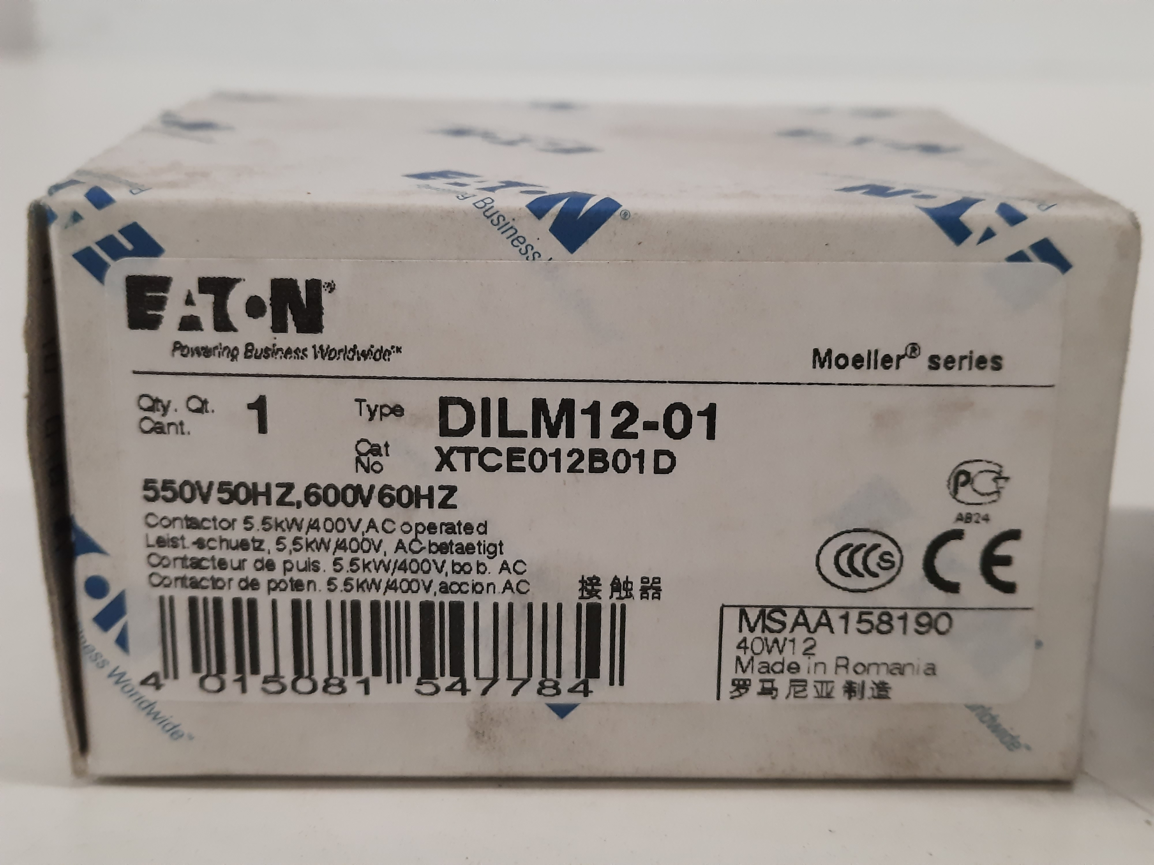 Eaton XTCE012B01D IEC Contactor