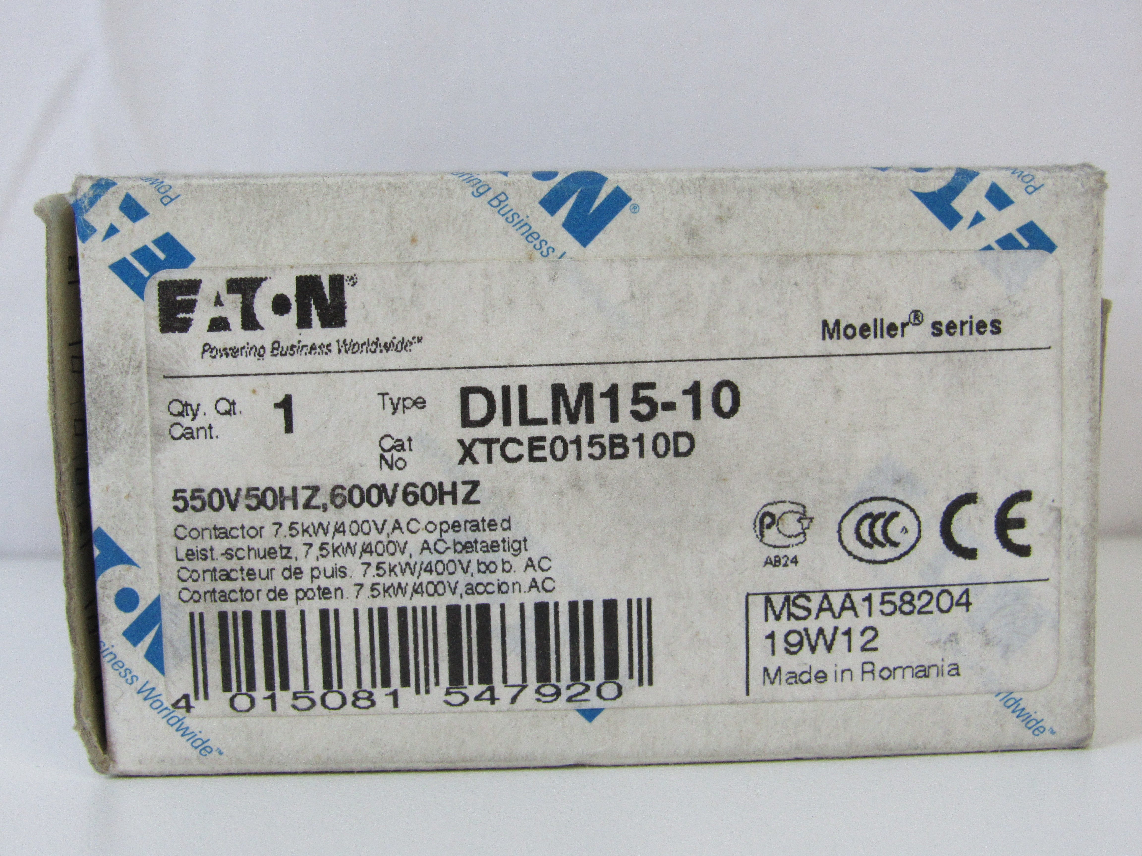 Eaton XTCE015B10D IEC Contactor