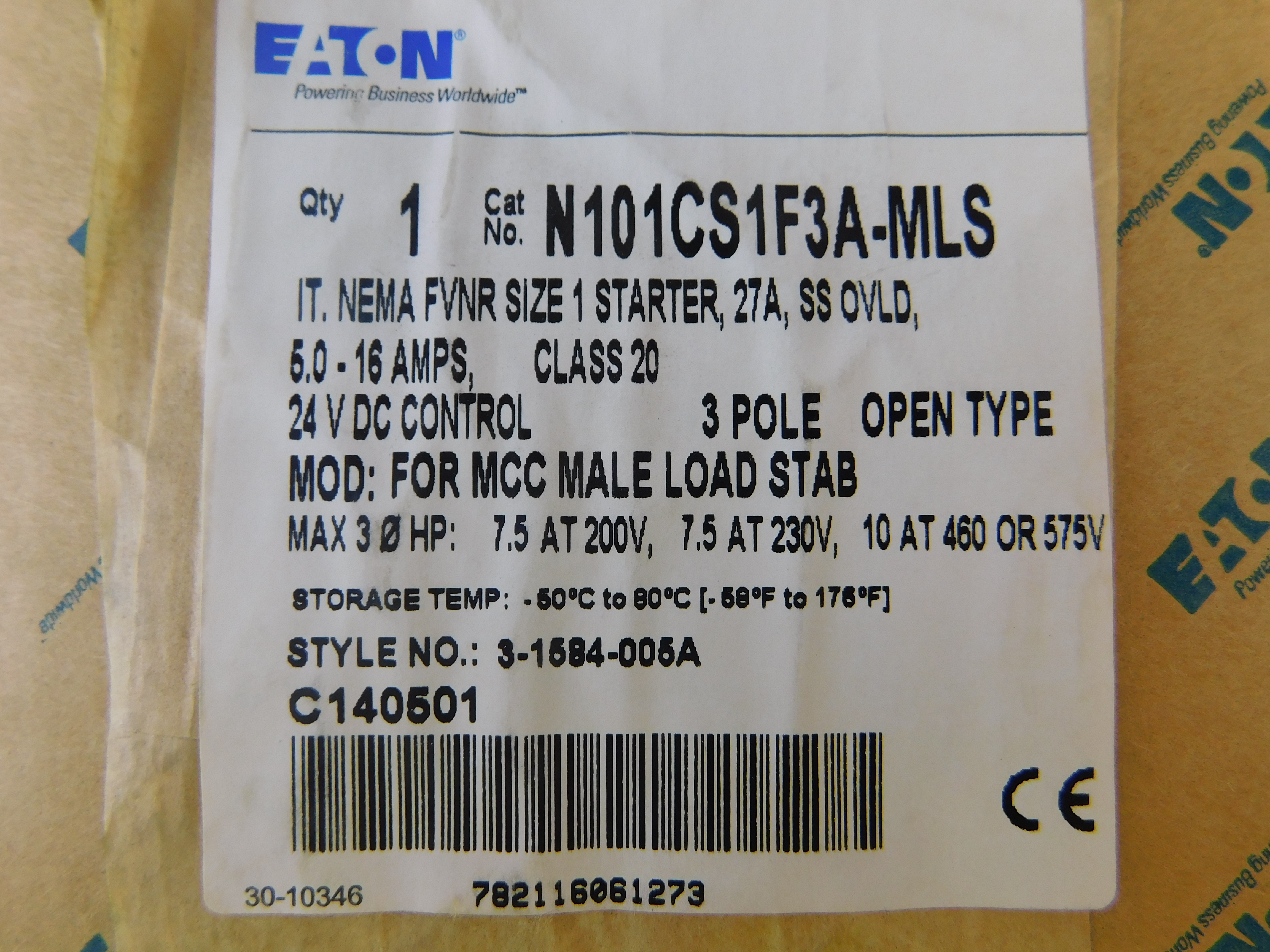 Eaton N101CS1F3A-MLS Non-Reversing Starters