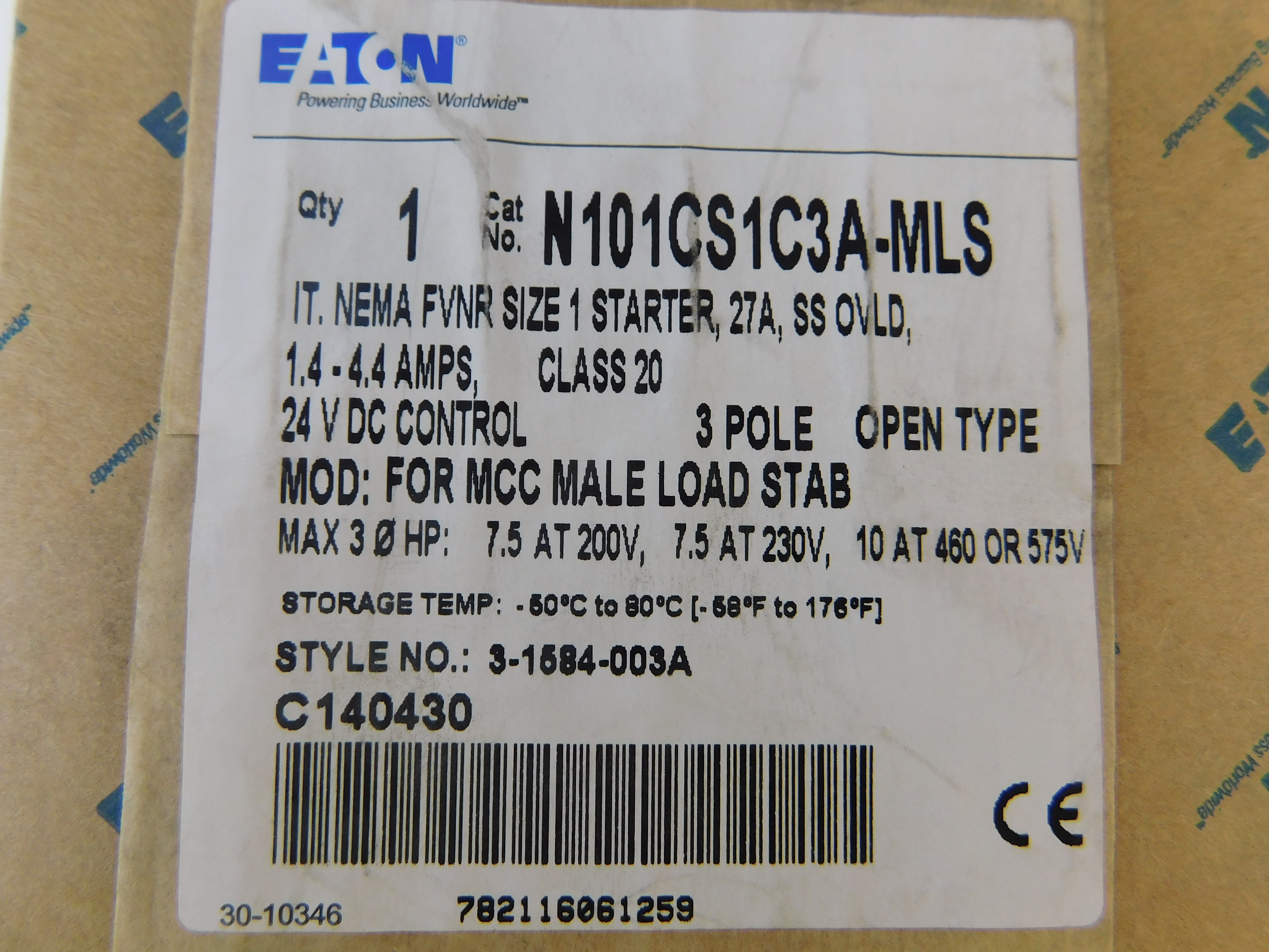 Eaton N101CS1C3A-MLS Non-Reversing Starters