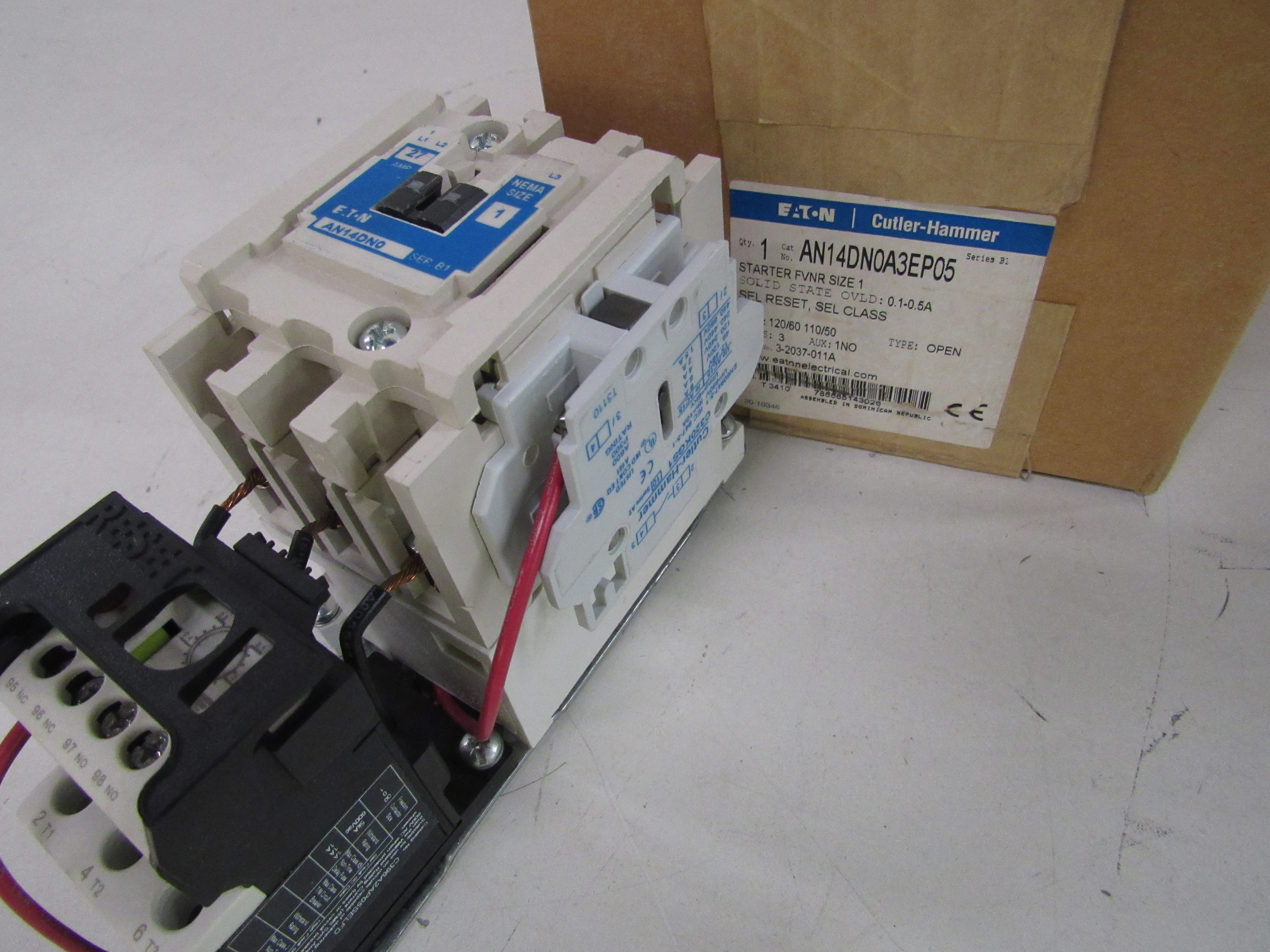 Eaton AN14DN0A3EP05 Non-Reversing Starters Open Type 3P 27A 120V 50/60Hz 1NO NEMA 1