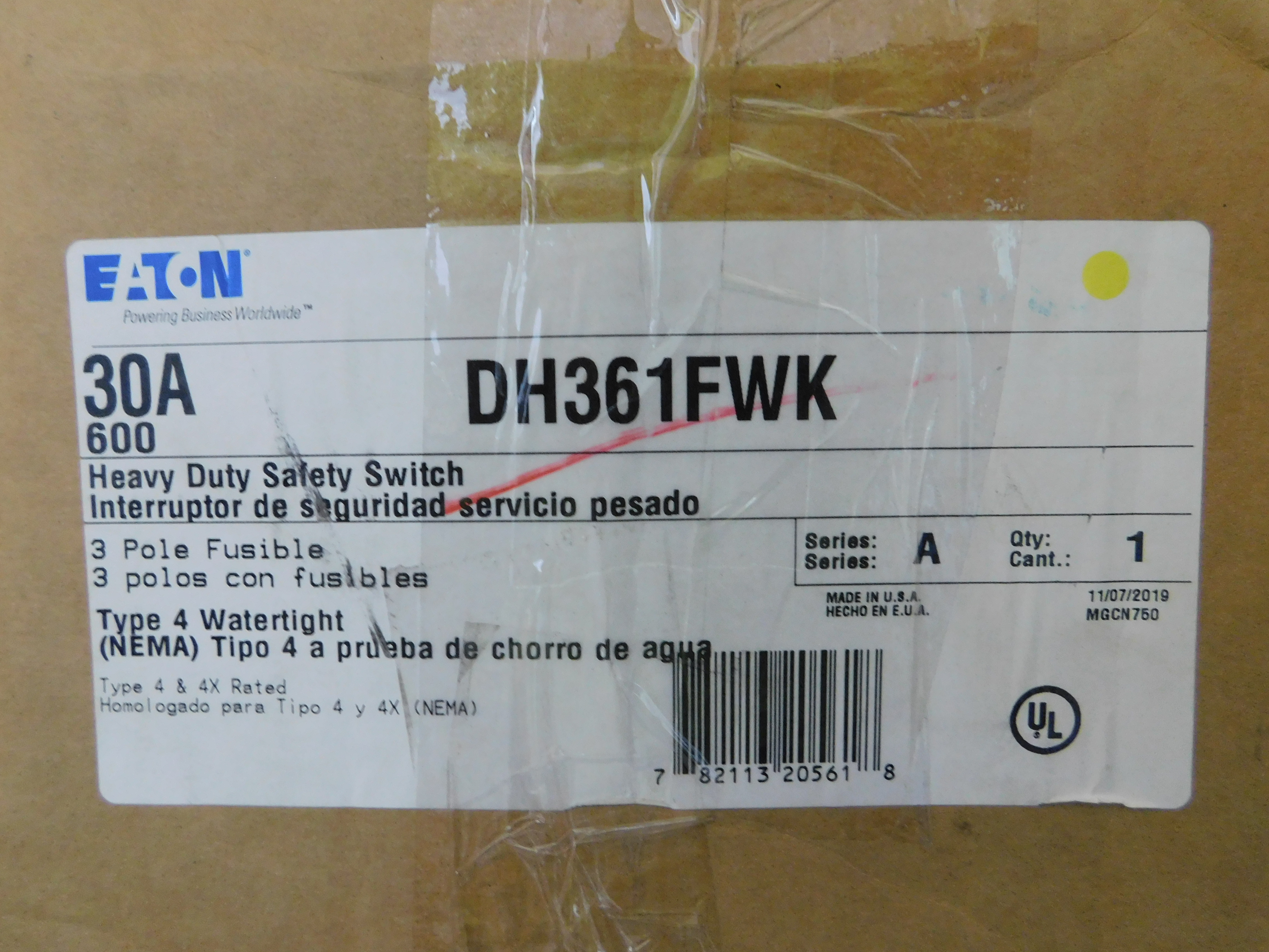 Eaton DH361FWK Single Throw Safety Switch