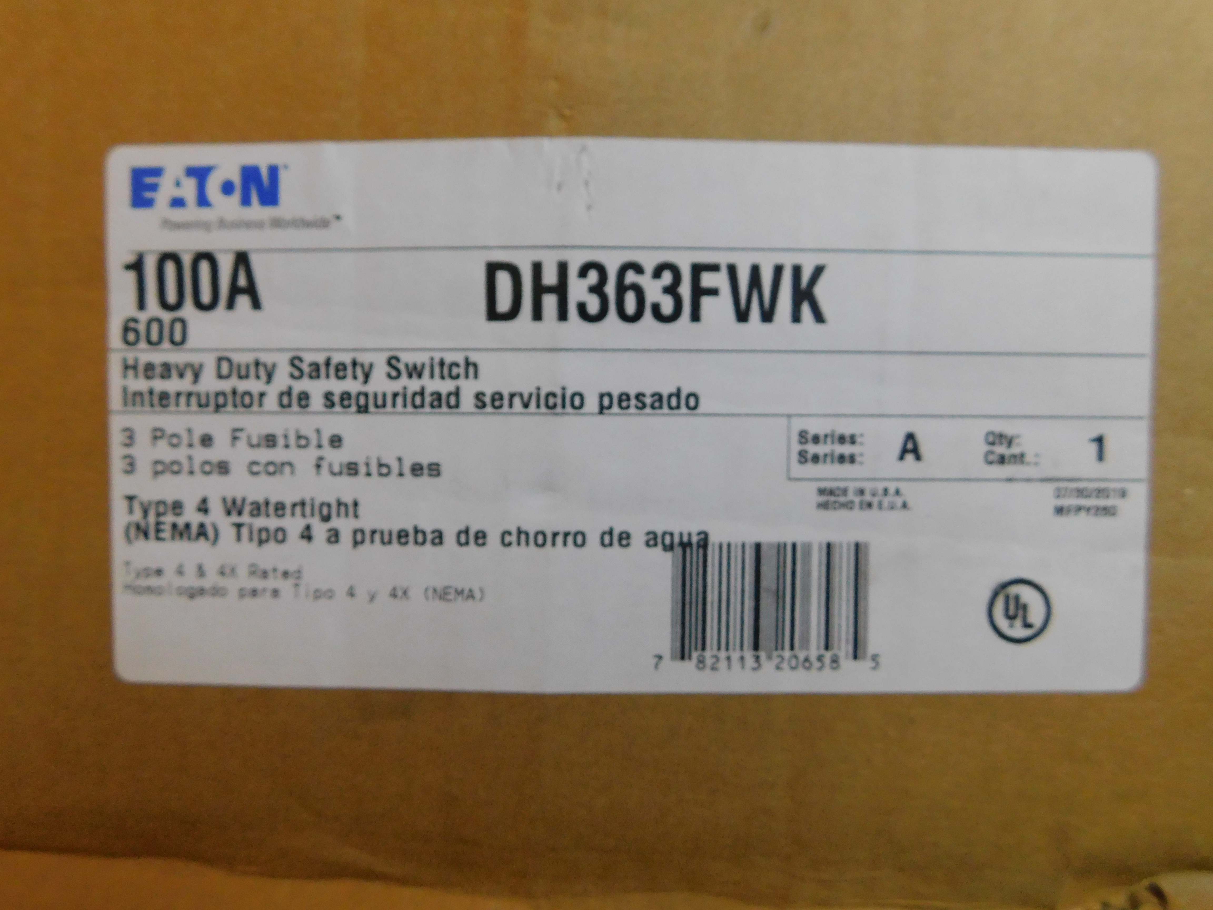 Eaton DH363FWK Single Throw Safety Switch