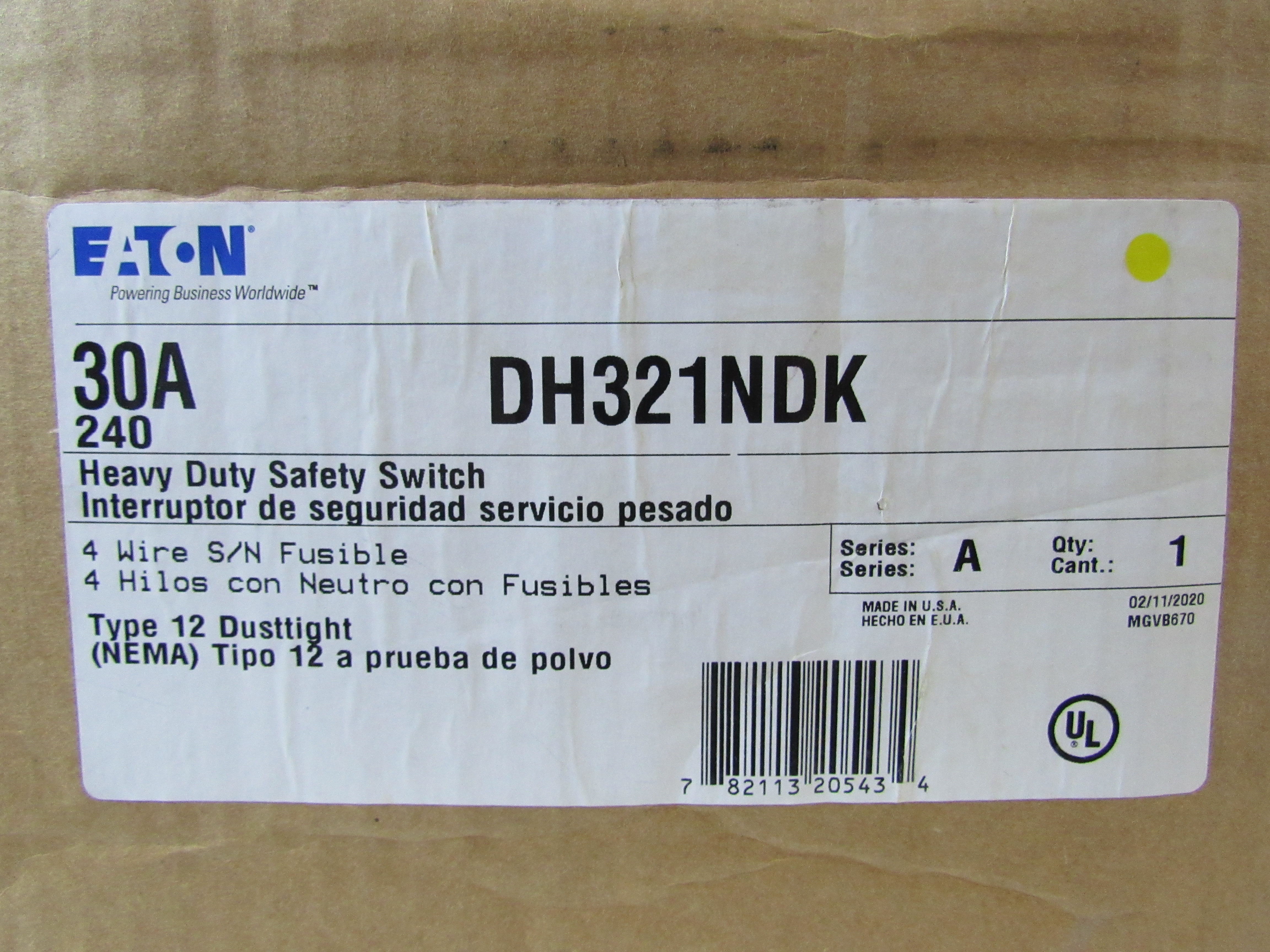 Eaton DH321NDK Single Throw Safety Switch