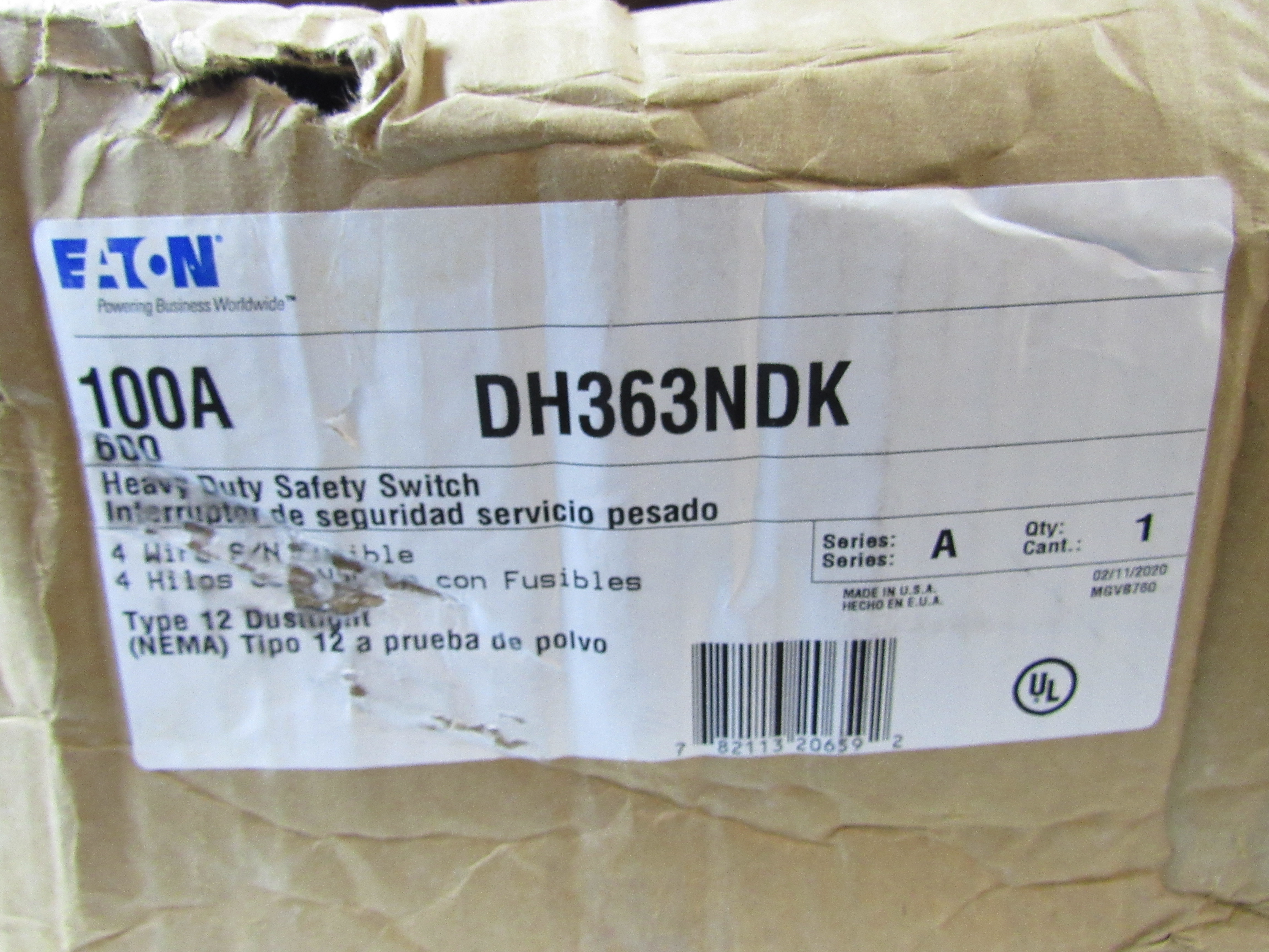 Eaton DH363NDK Single Throw Safety Switch