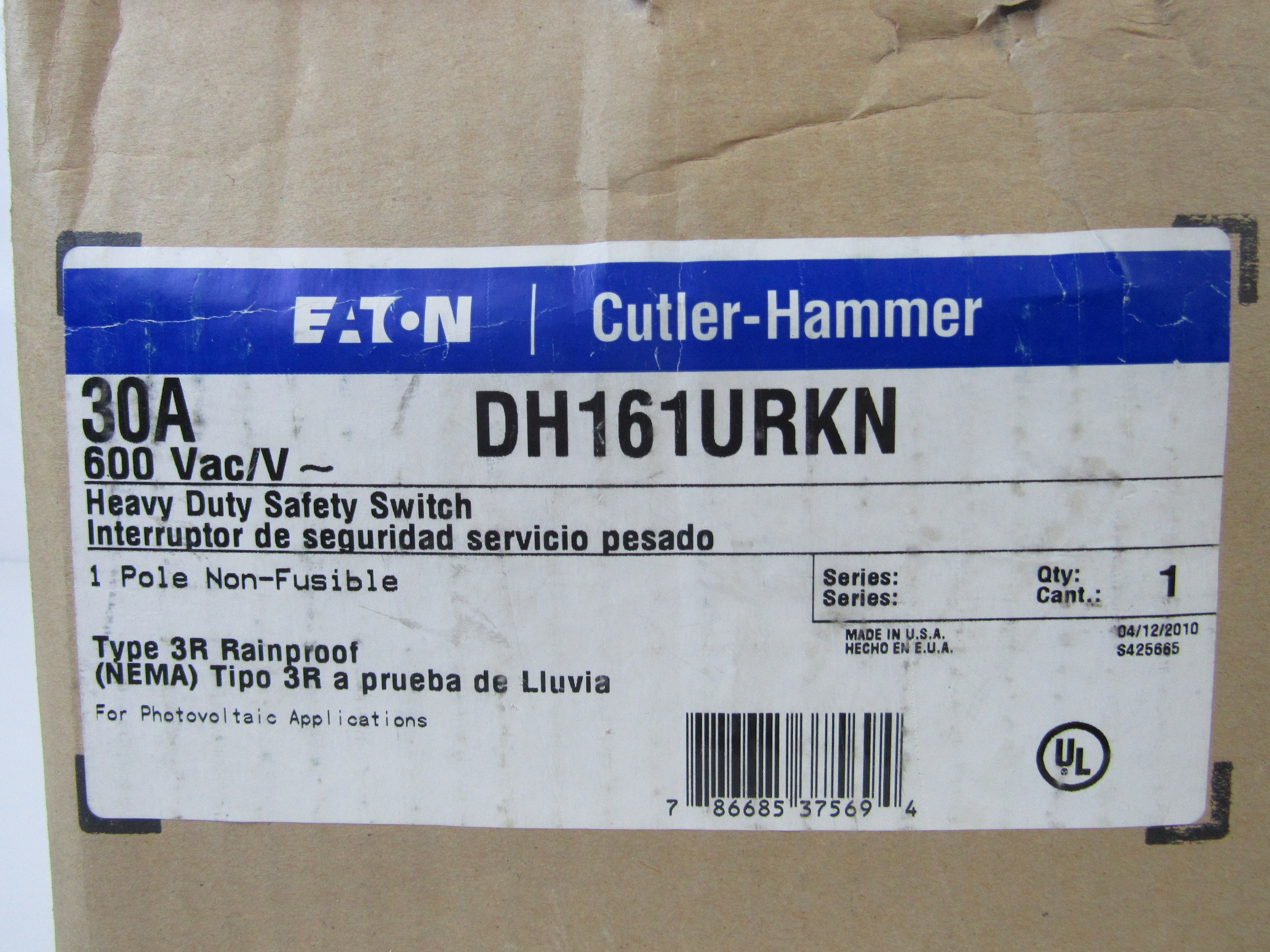 Eaton DH161URKN Single Throw Safety Switch