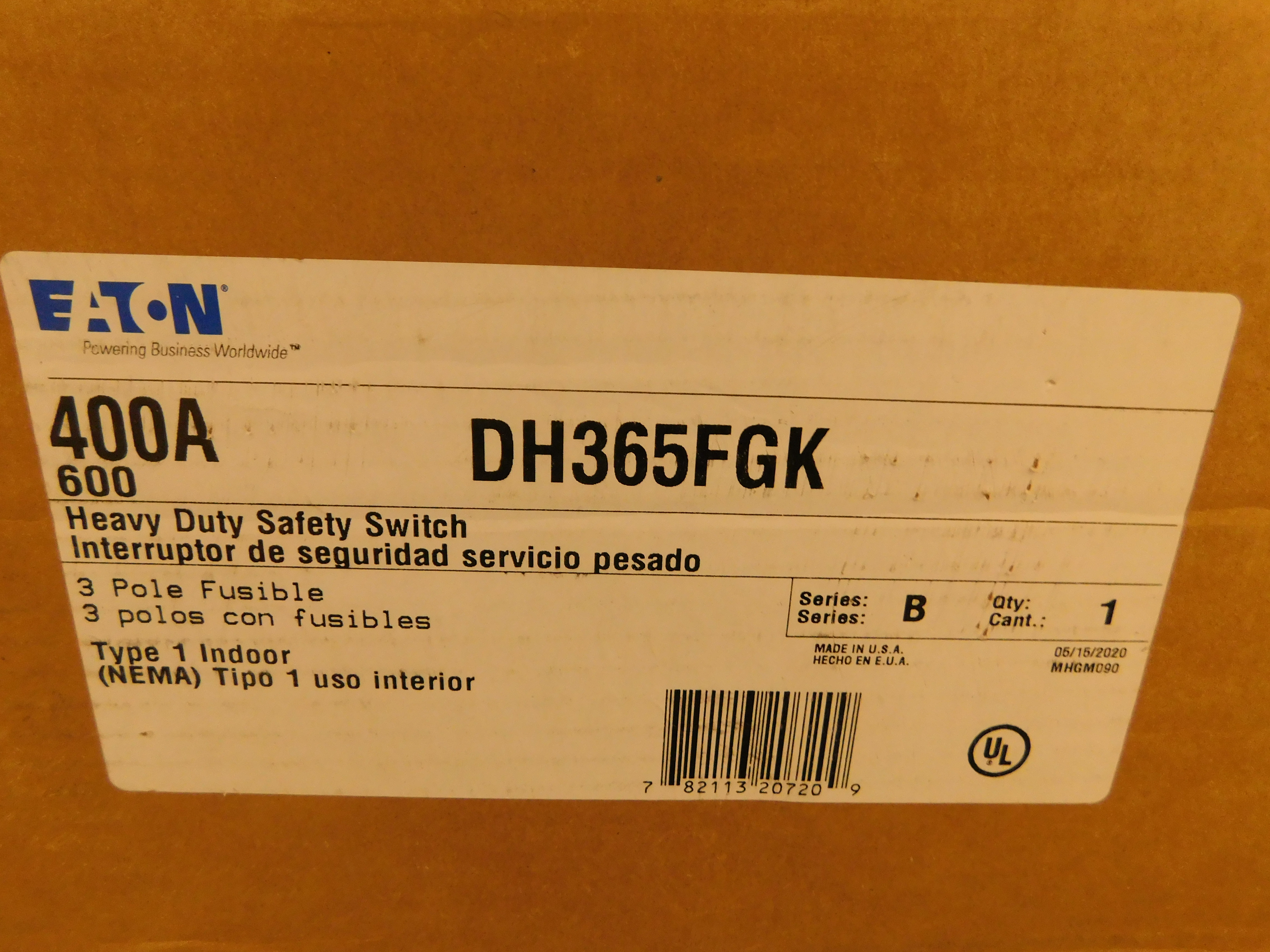 Eaton DH365FGK Single Throw Safety Switch