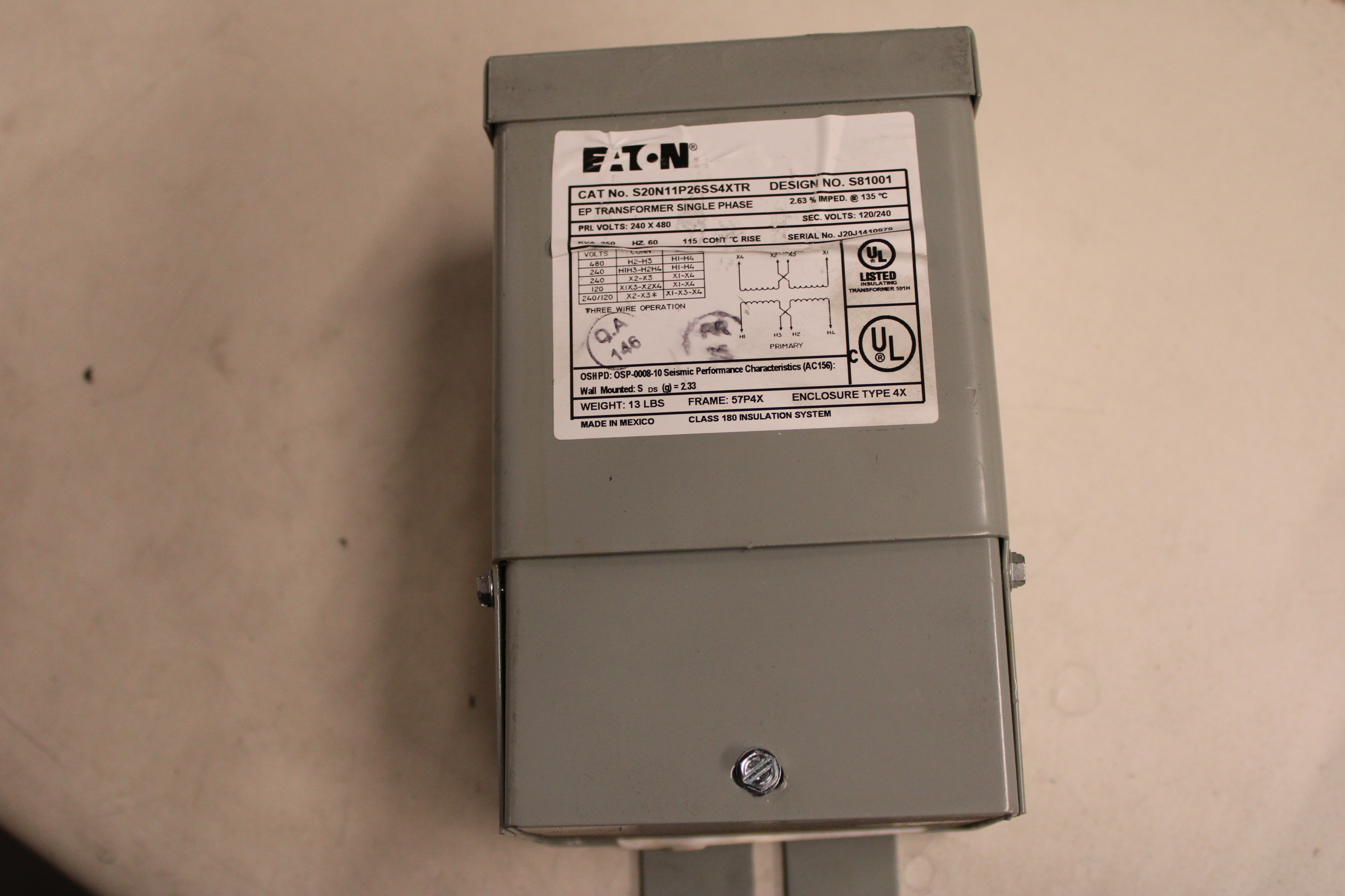 Eaton S20N11P26SS4XTR Other Transformers 480V EA (Repackaged)