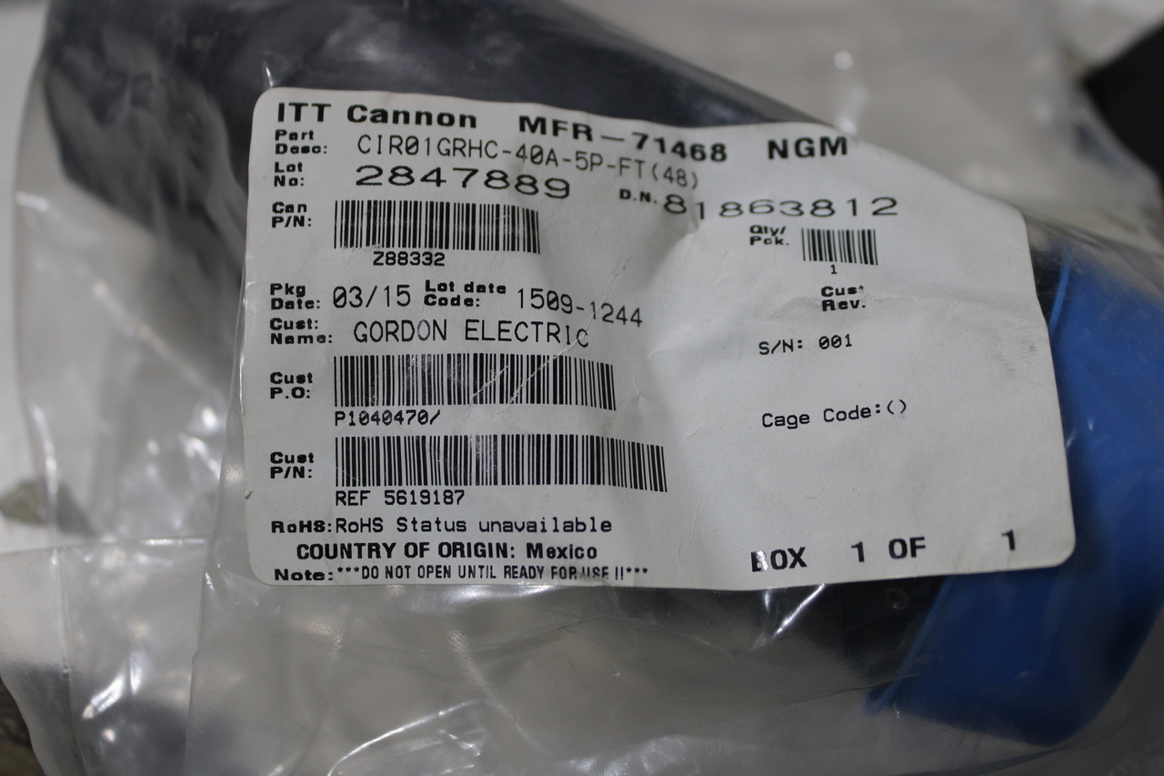 ITT Cannon CIR01GRHC-40A-5P-FT48 Everything Else ITT Cannon CIR01GRHC-40A-5P-FT48 Everything Else