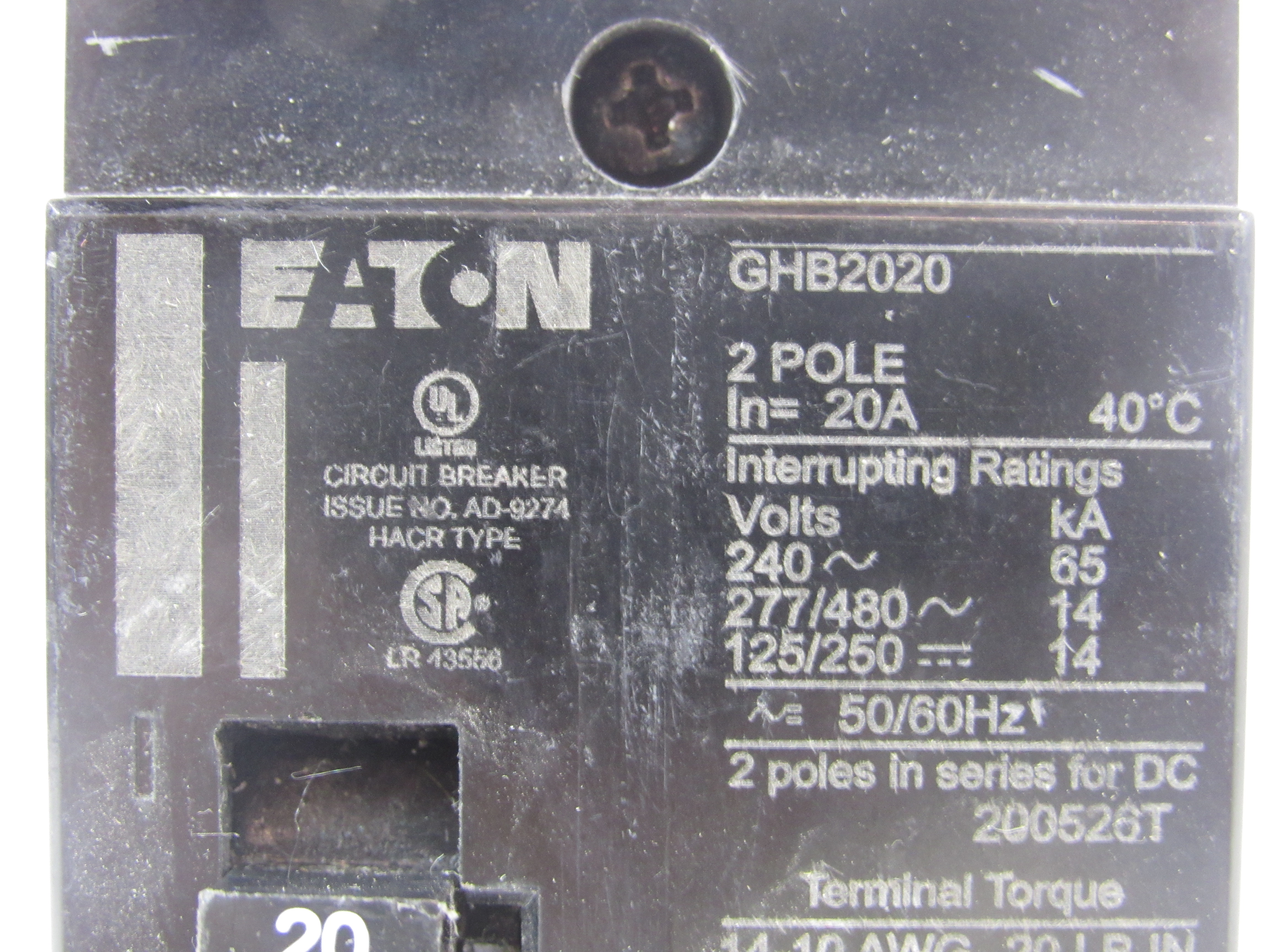 Eaton GHB2020 Molded Case Circuit Breaker (Used)