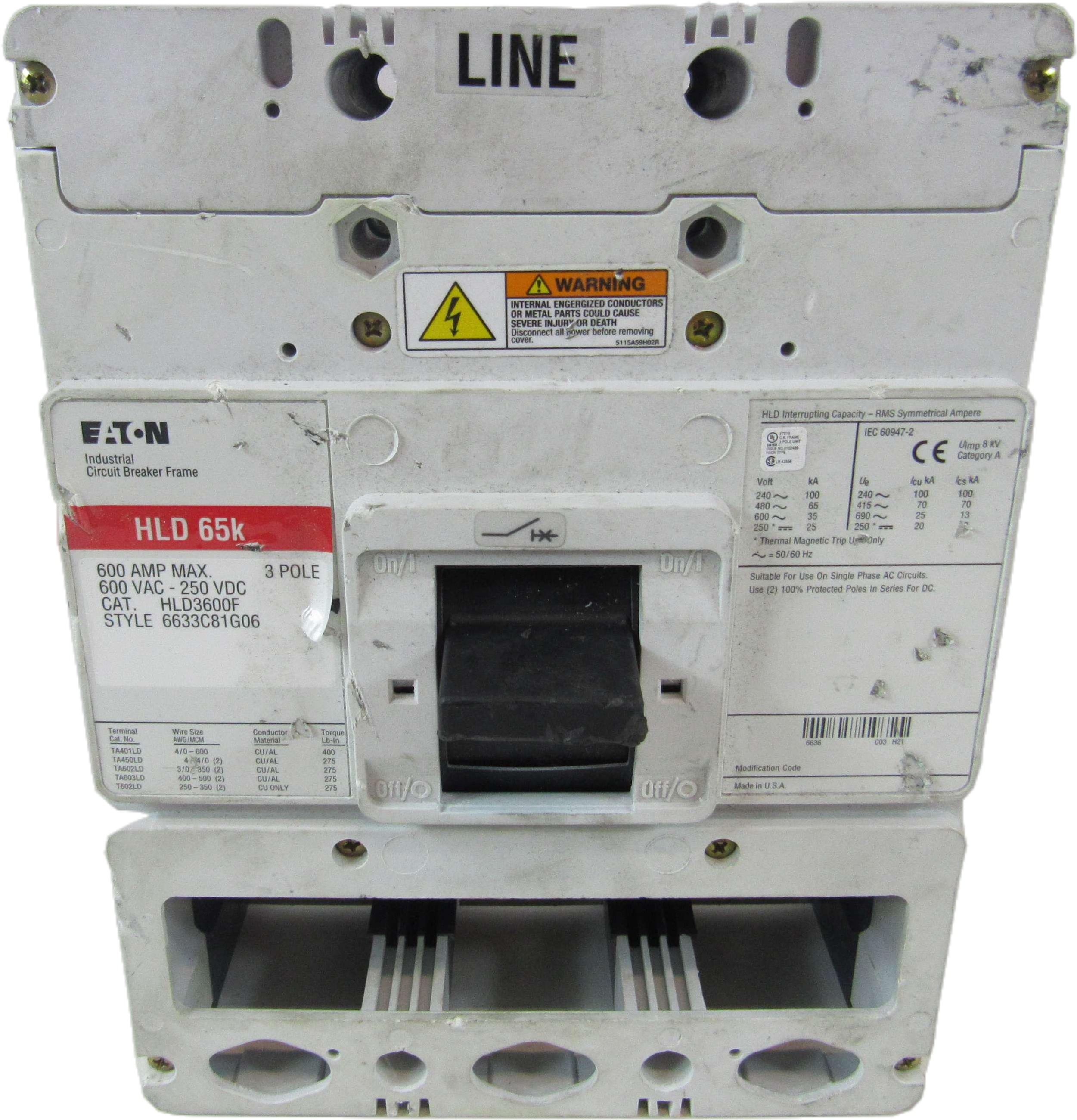 Eaton HLD3600F Molded Case Circuit Breaker Frame (Used)