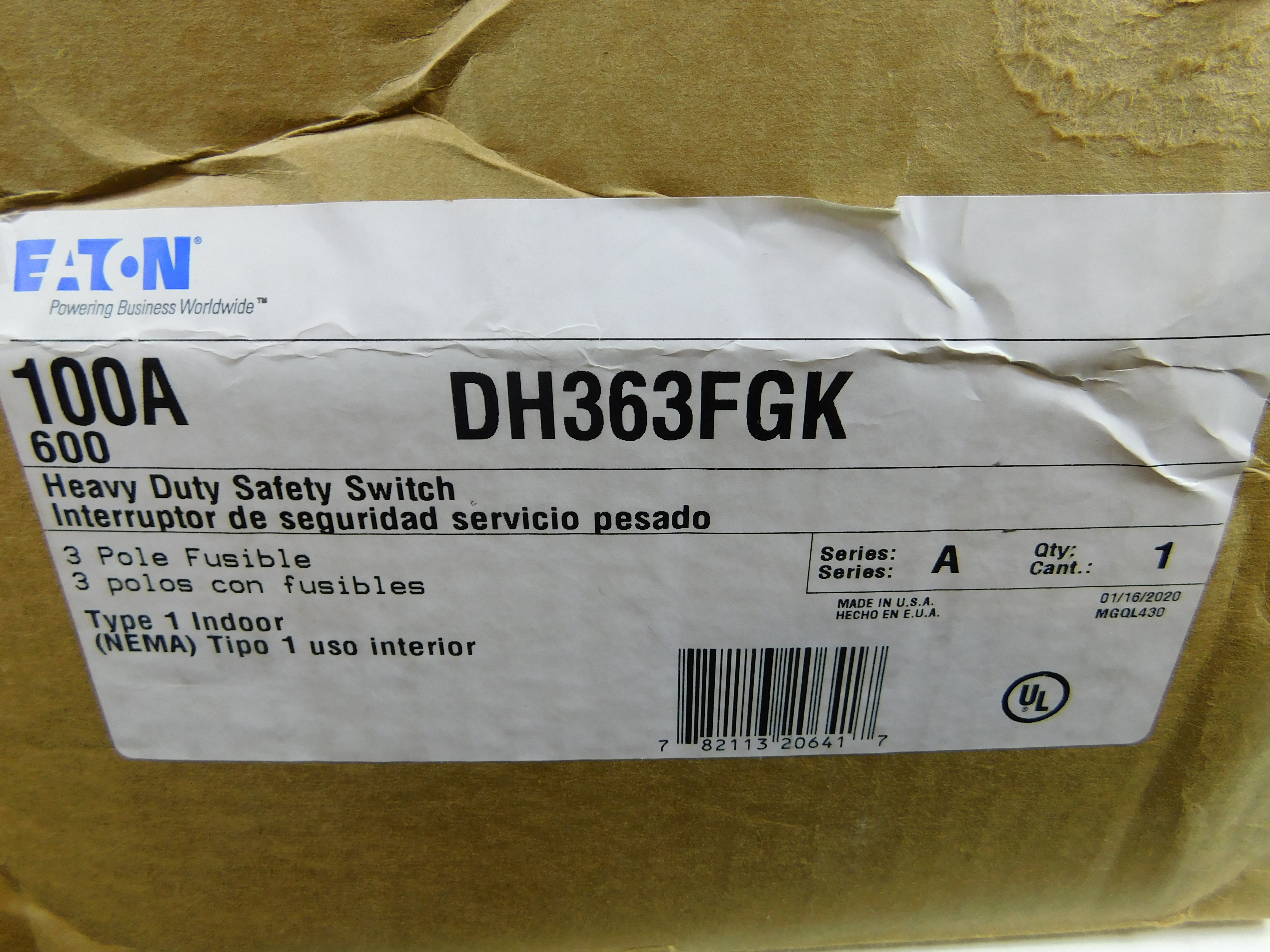 Eaton DH363FGK Single Throw Safety Switch