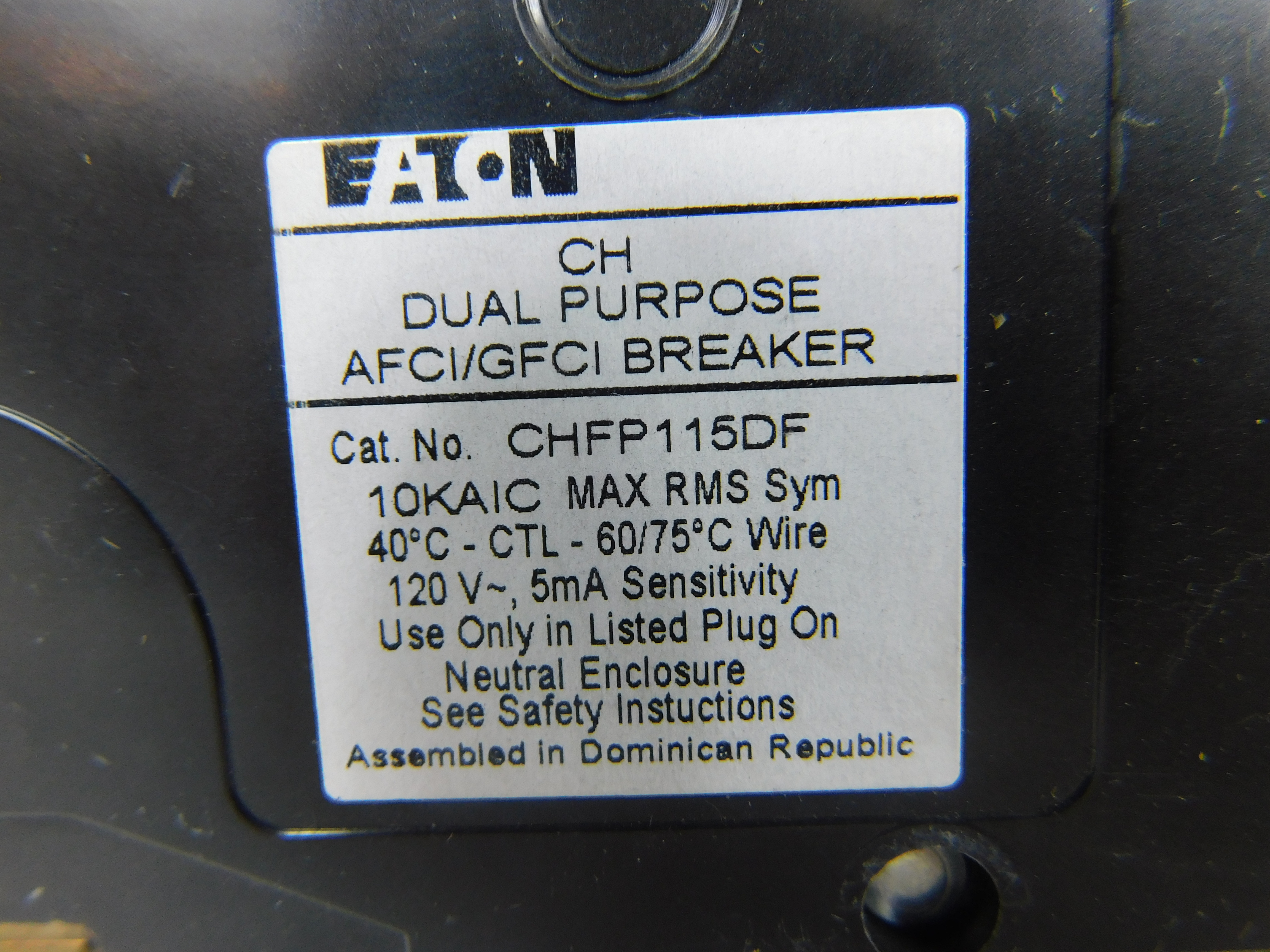 Eaton CHFP115DF Arc/Ground Fault Circuit Breaker (Used)