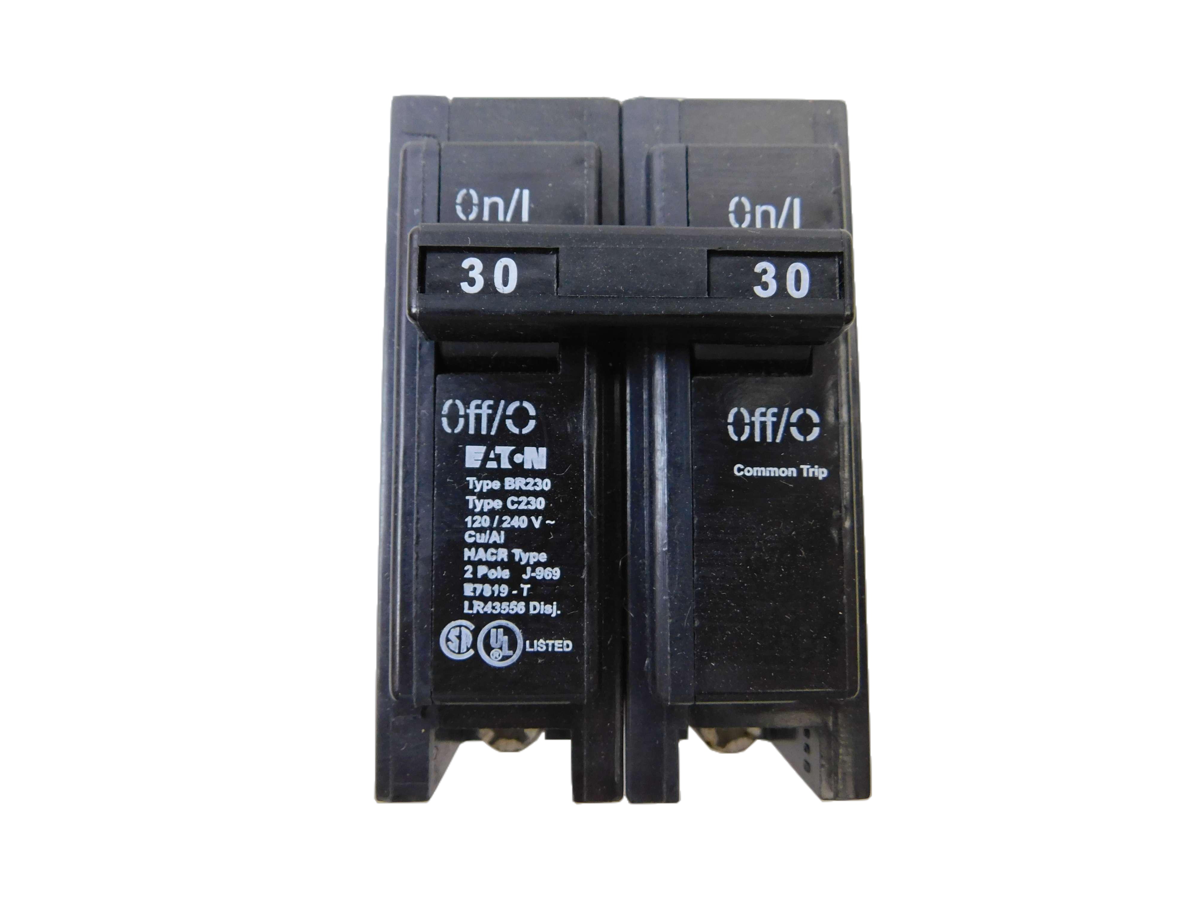 Eaton BR230 Thermal Magnetic Circuit Breaker (Damaged, For Parts or Repair)