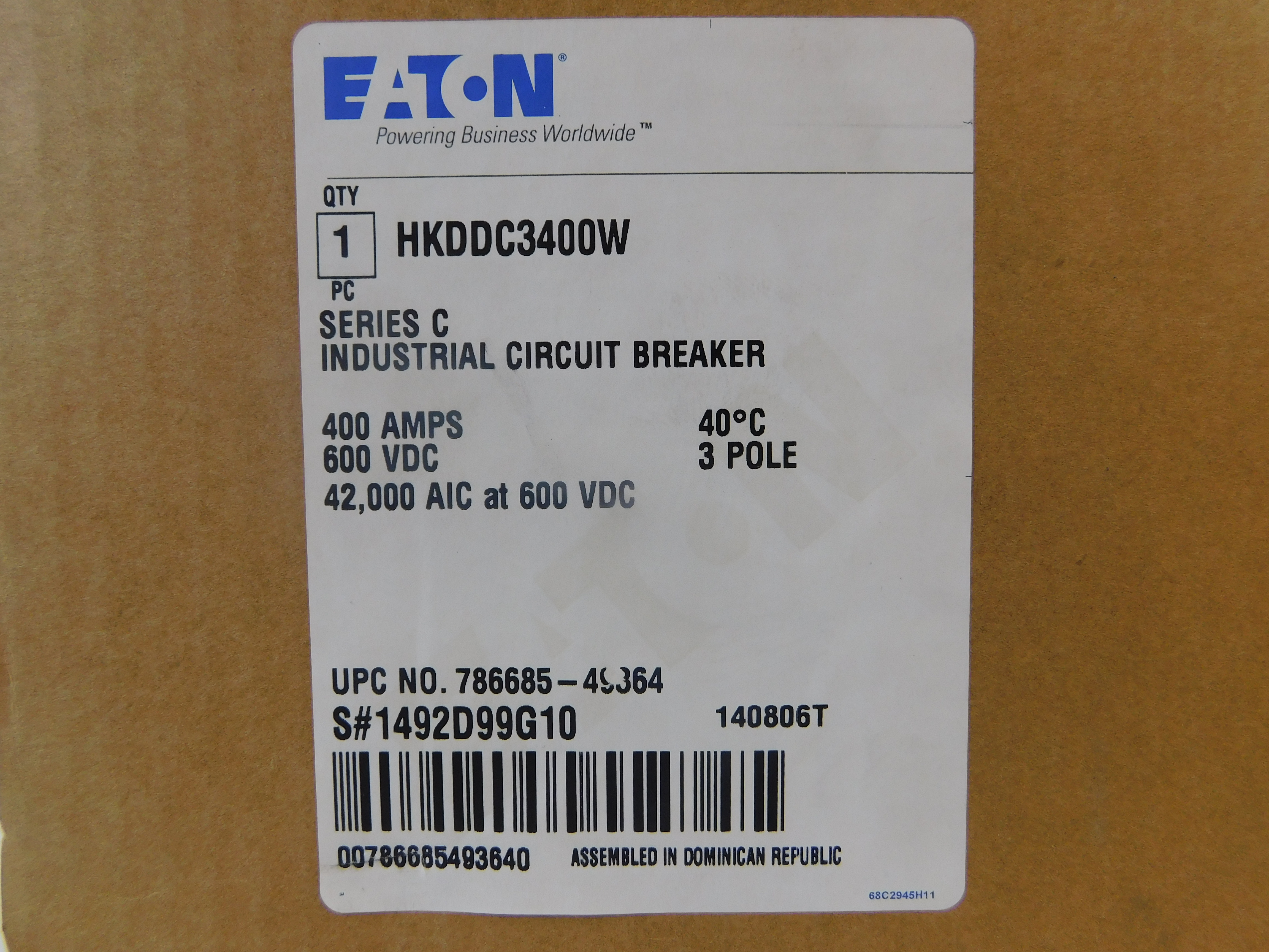 Eaton HKDDC3400W Molded Case Breakers MCCBs