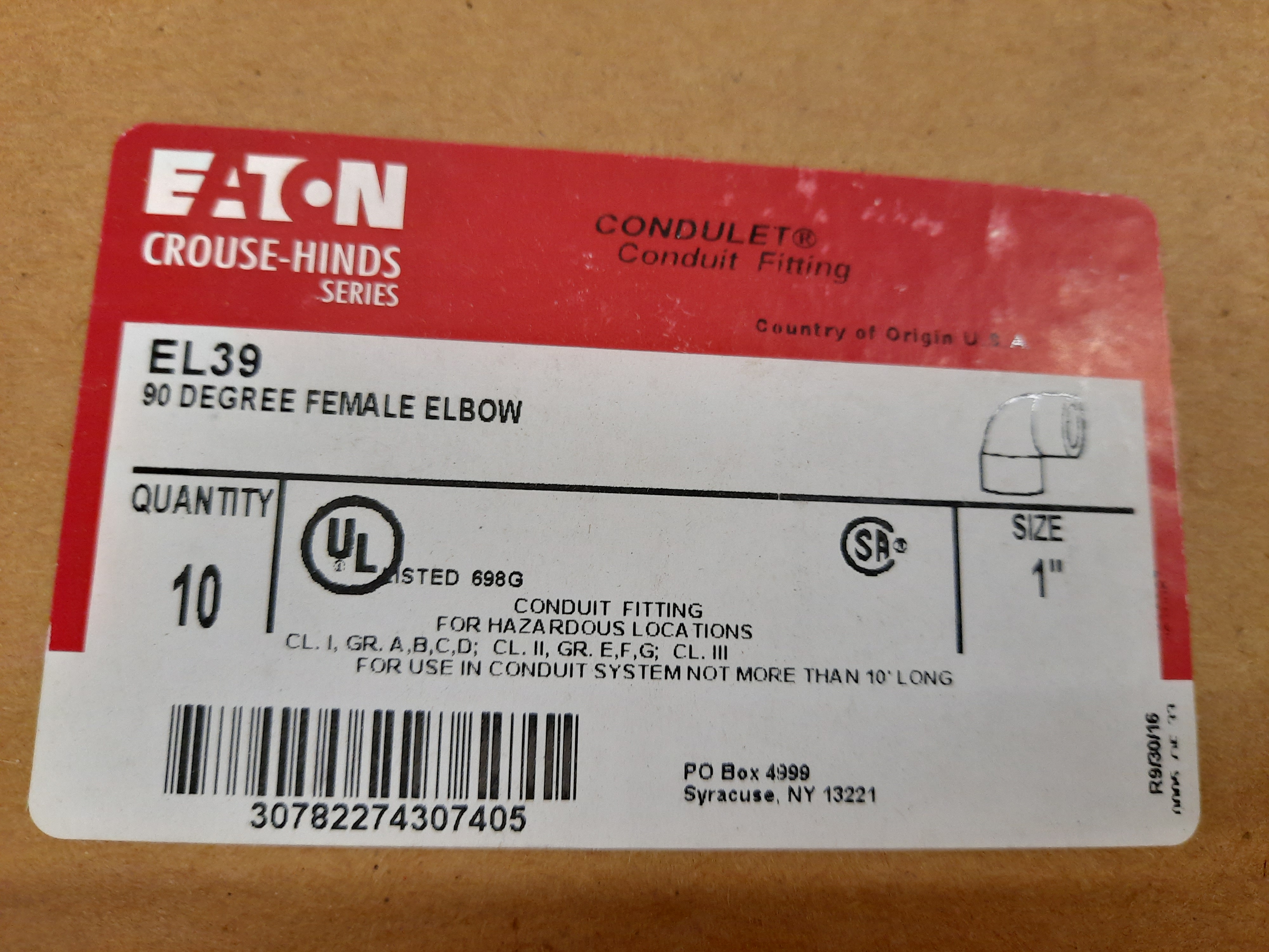 Crouse-Hinds EL39 Explosionproof Rigid Conduit Elbow