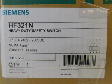 Siemens HF321N Single Throw Safety Switch