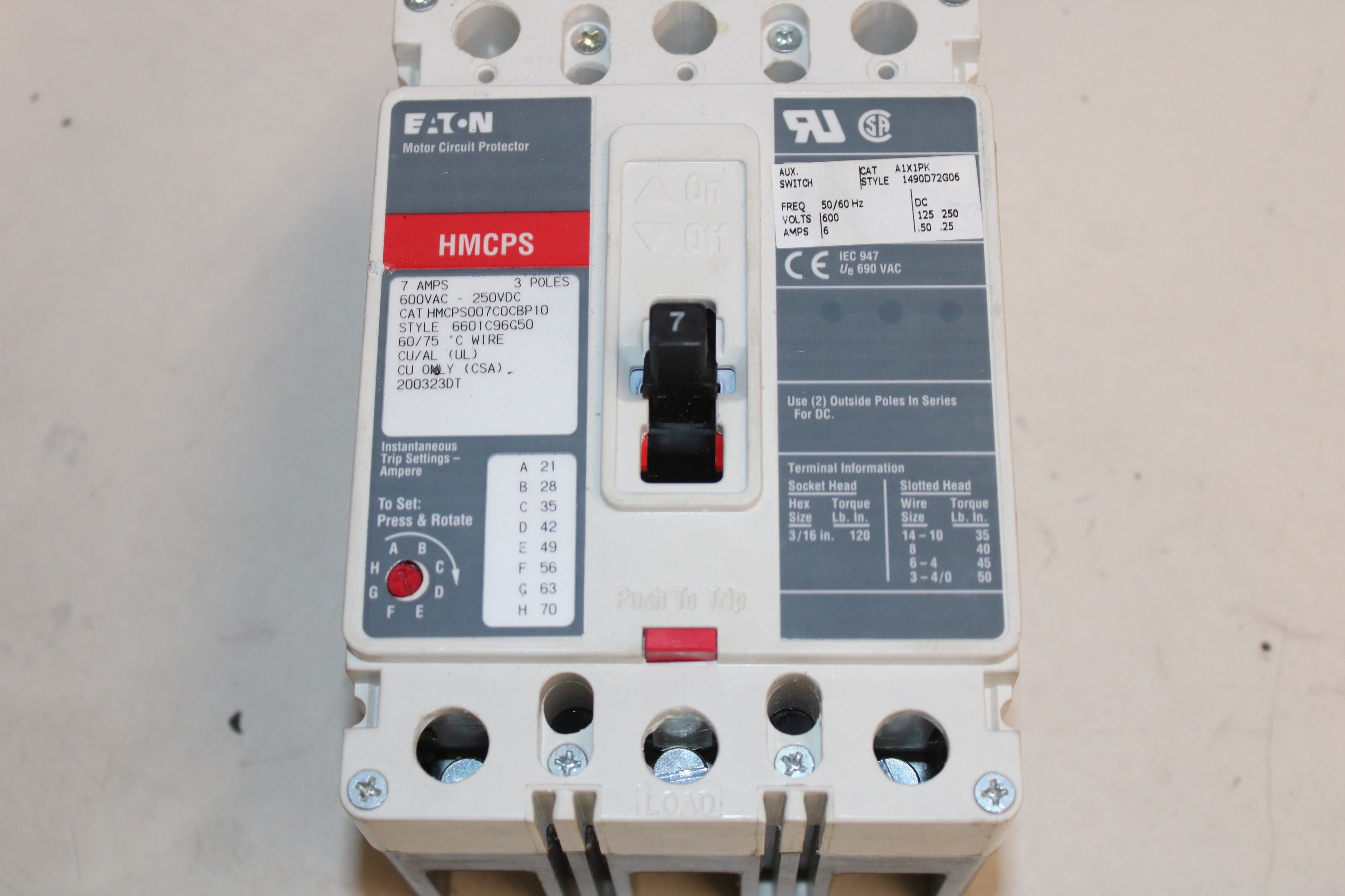 Eaton HMCPS007C0C Motor Circuit Protector (Used)