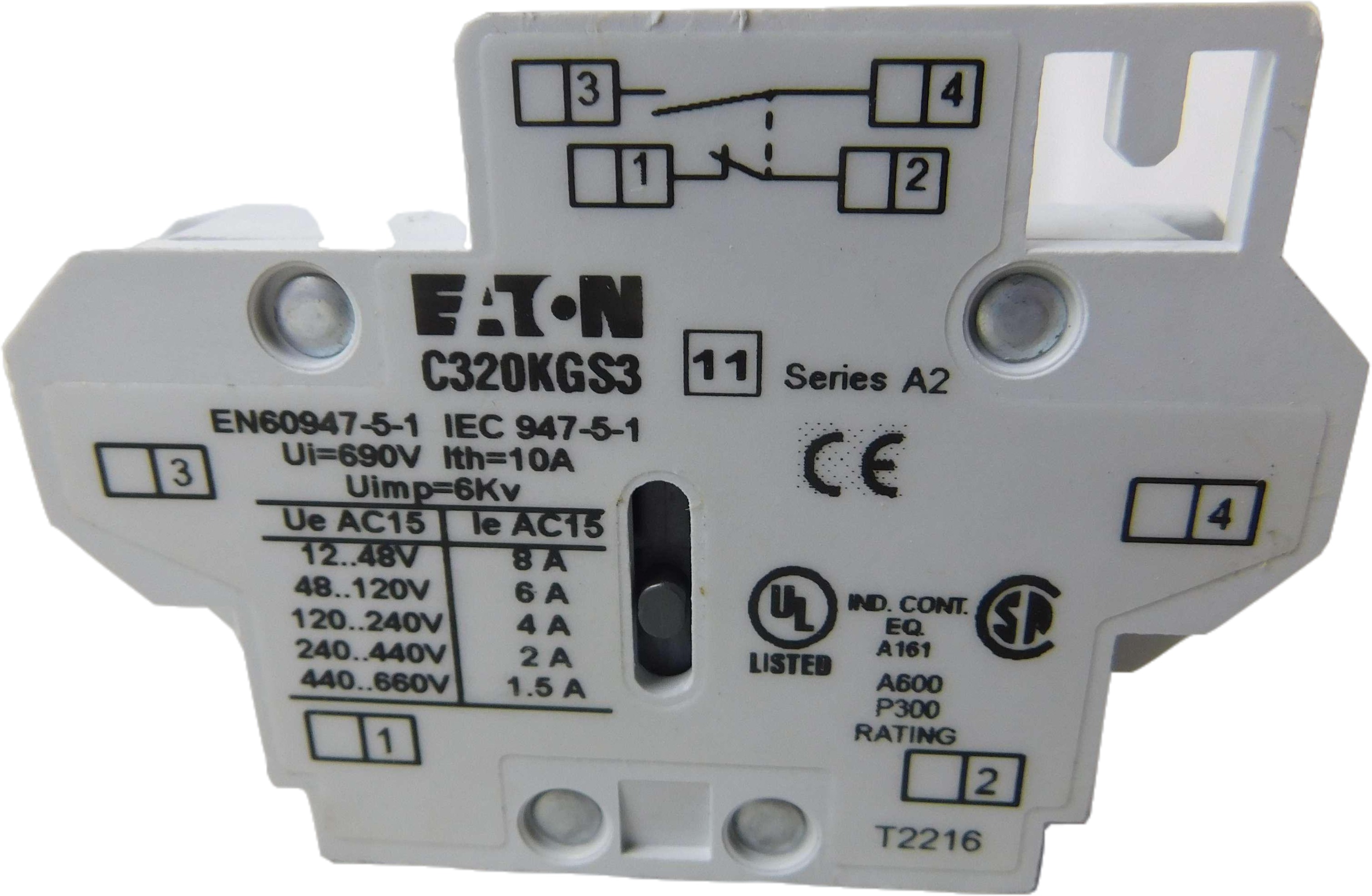 Eaton C320KGS3 Contactor Auxiliary Contact